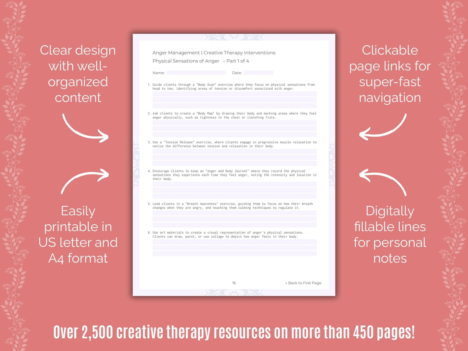 Anger Management Creative Therapy Counseling Templates