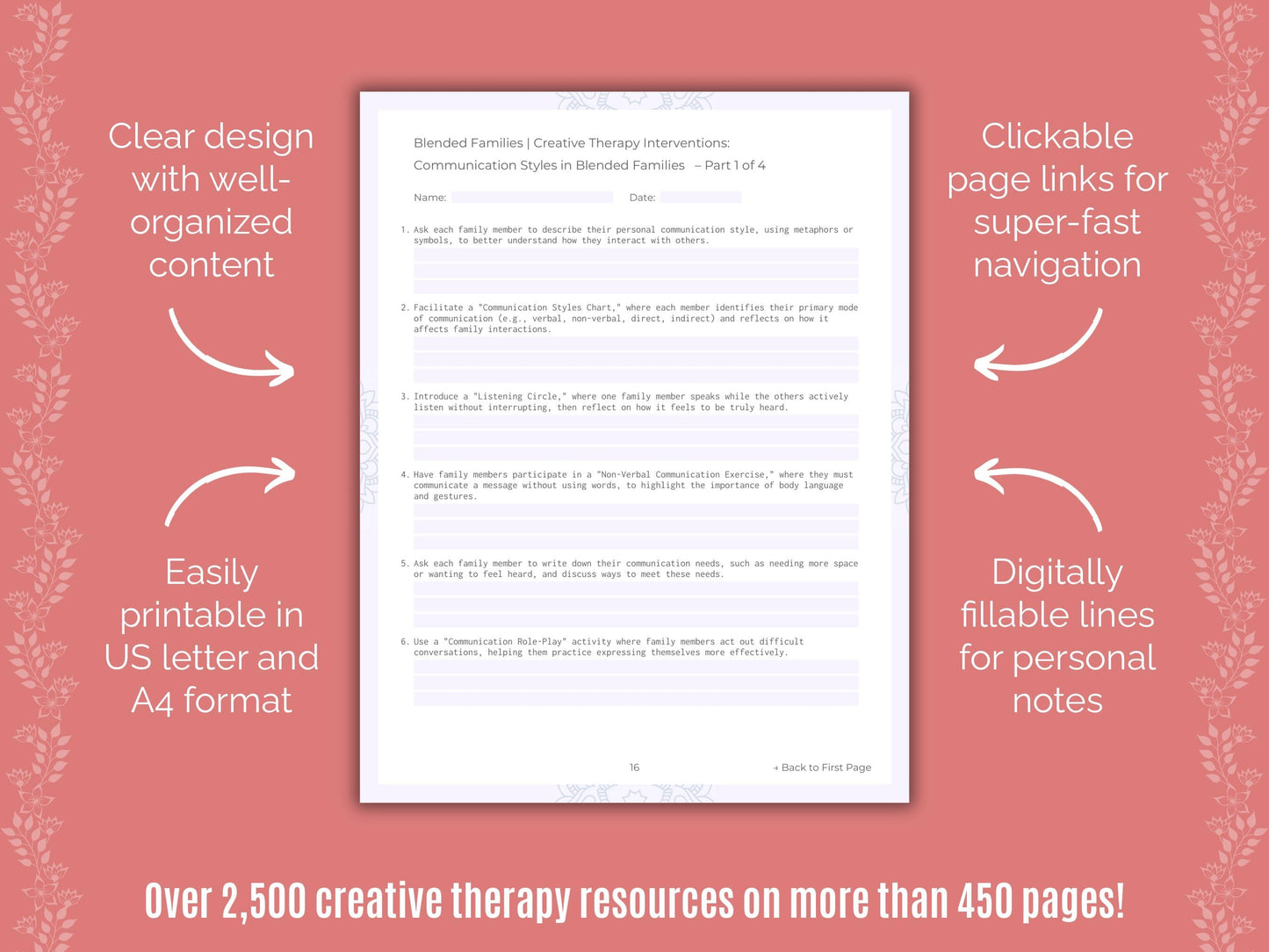 Blended Families Creative Therapy Counseling Templates