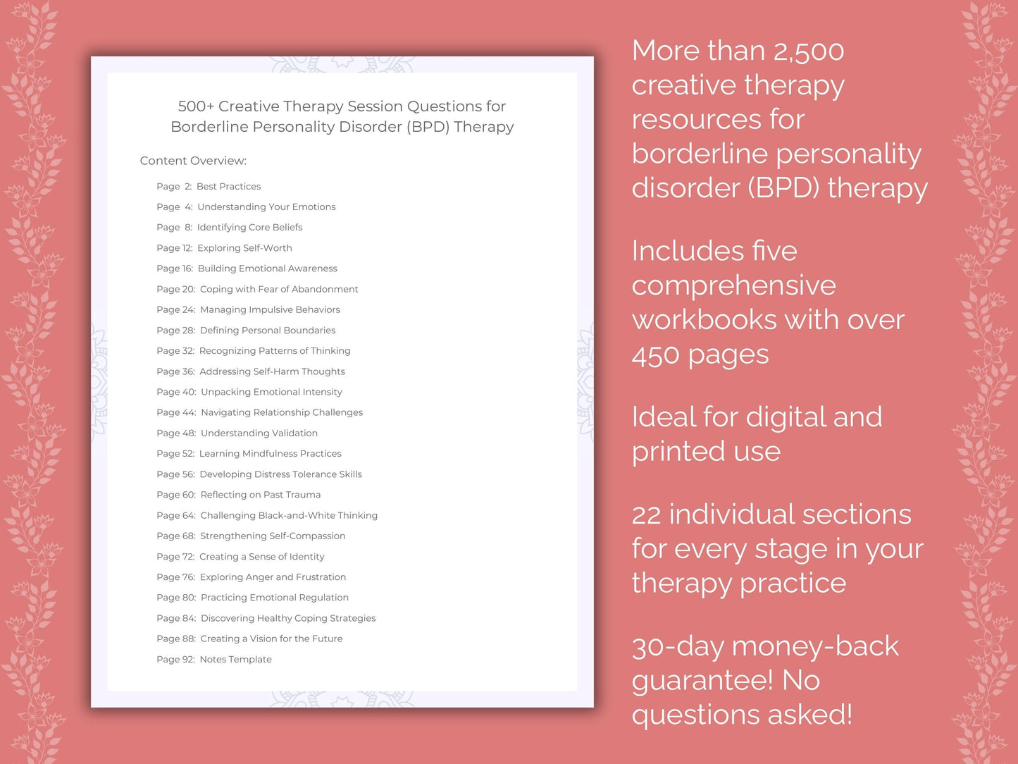 Borderline Personality Disorder (BPD) Creative Therapy Therapist Worksheets