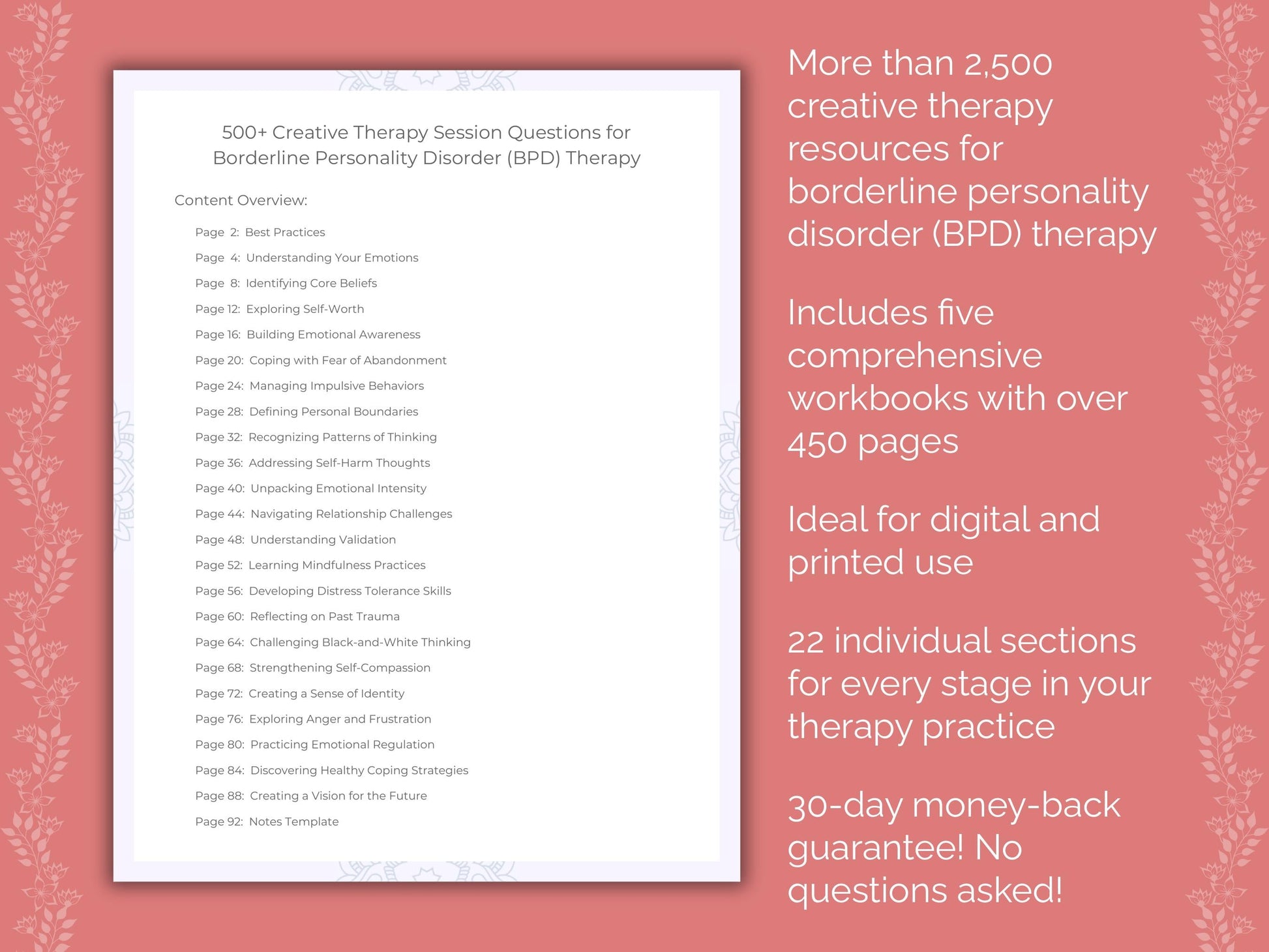 Borderline Personality Disorder (BPD) Creative Therapy Therapist Worksheets