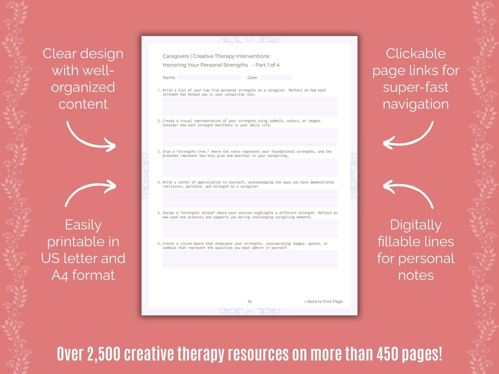 Caregivers Creative Therapy Counseling Templates