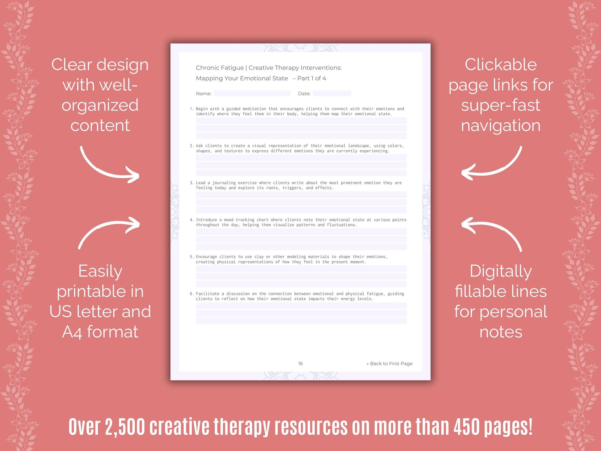 Chronic Fatigue Creative Therapy Counseling Templates