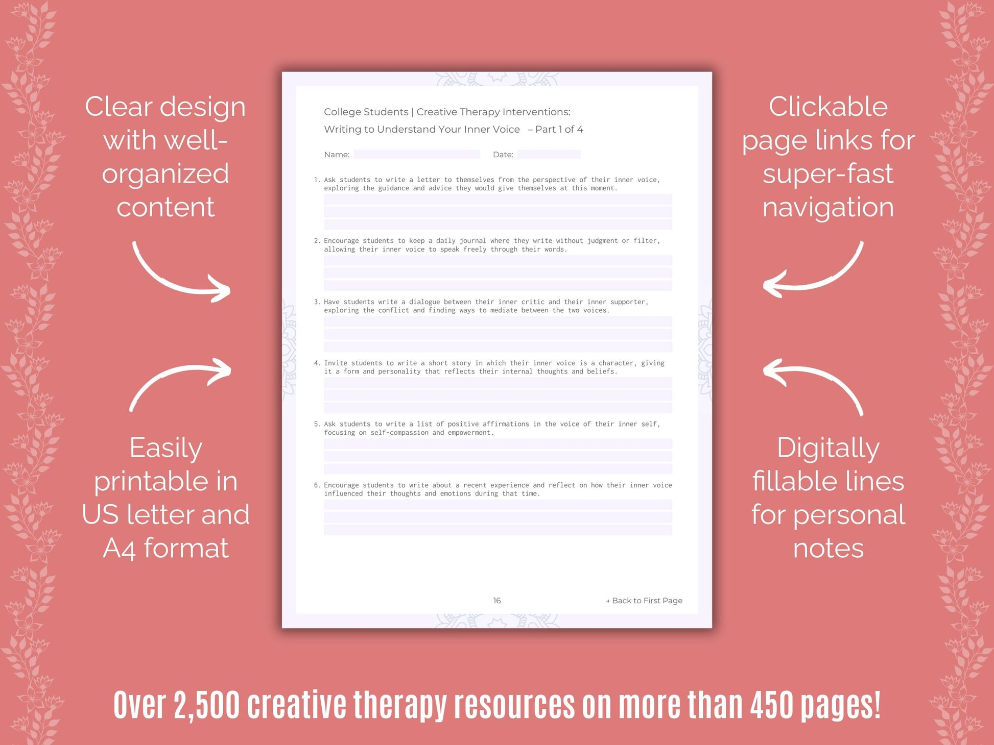 College Students Creative Therapy Counseling Templates