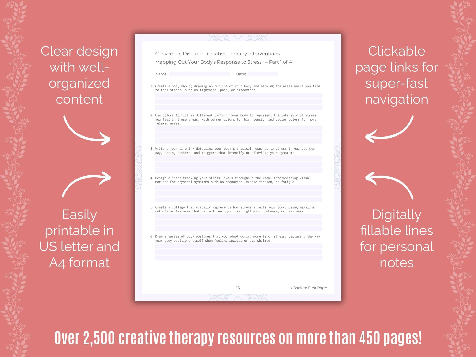Conversion Disorder Creative Therapy Counseling Templates