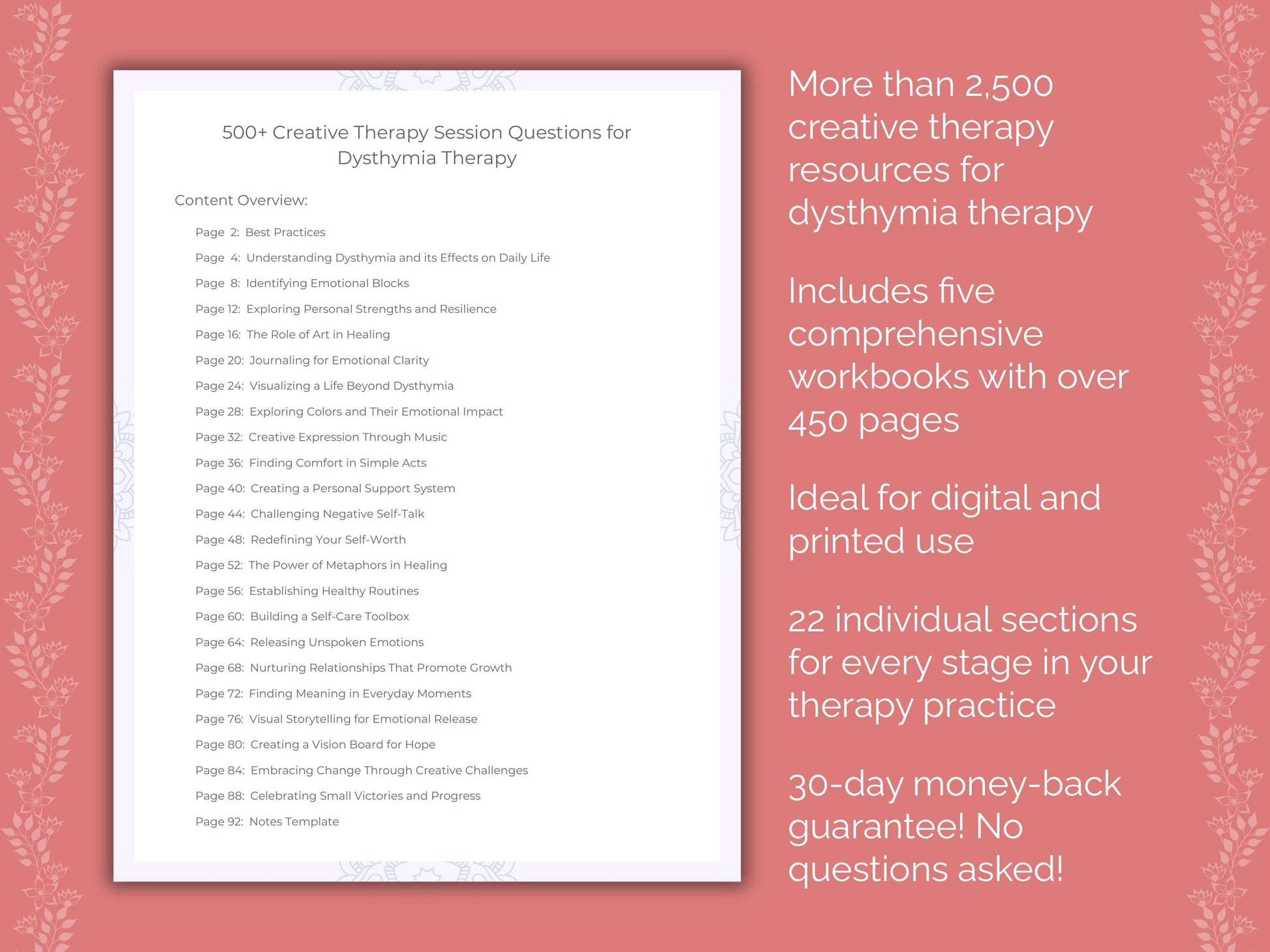 Dysthymia Creative Therapy Therapist Worksheets