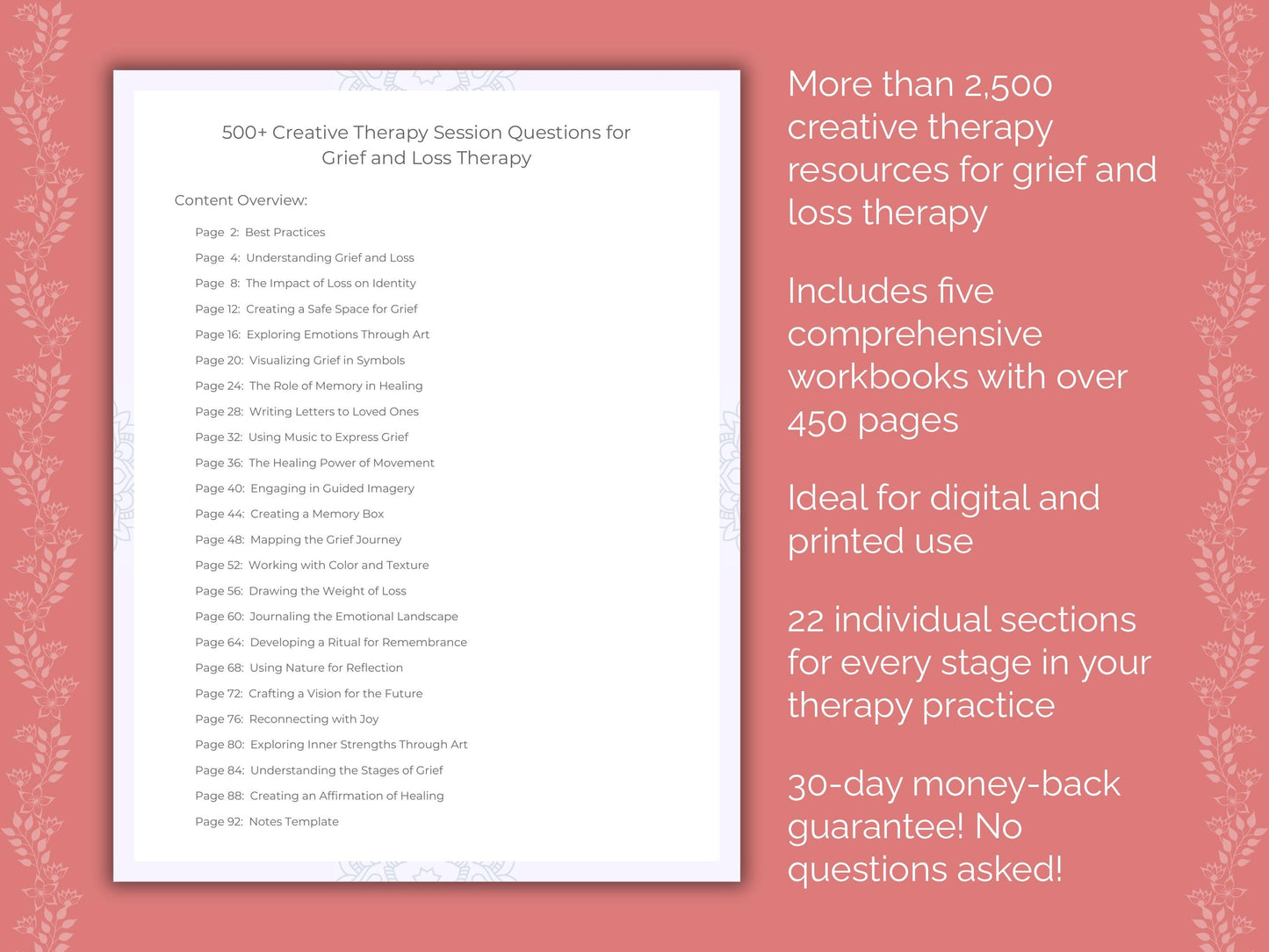 Grief and Loss Creative Therapy Therapist Worksheets