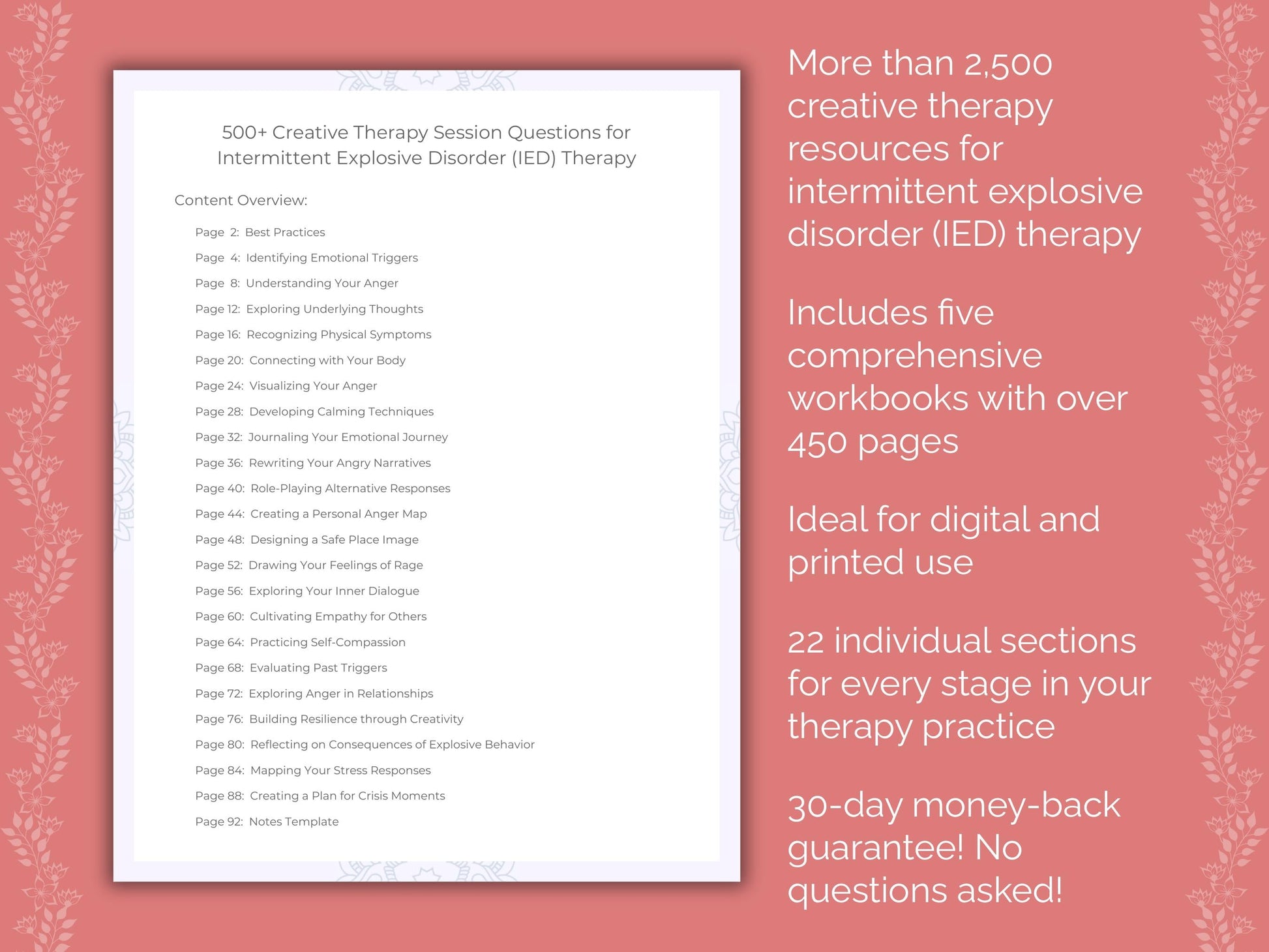 Intermittent Explosive Disorder (IED) Creative Therapy Therapist Worksheets