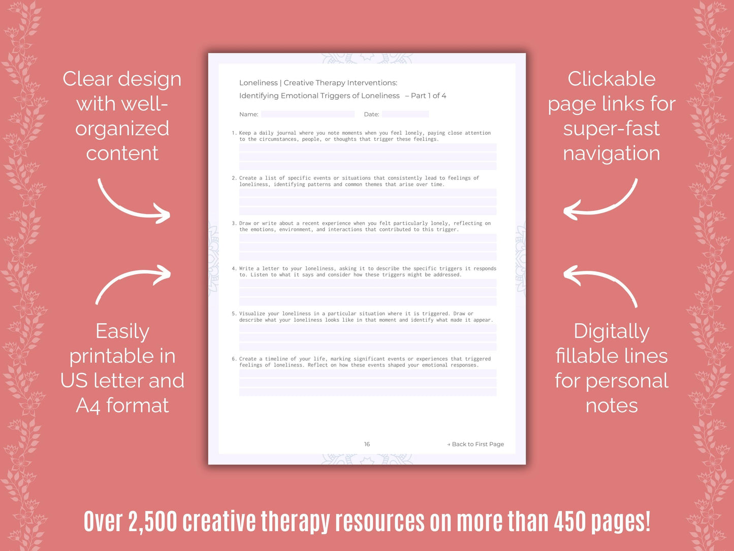 Loneliness Creative Therapy Counseling Templates