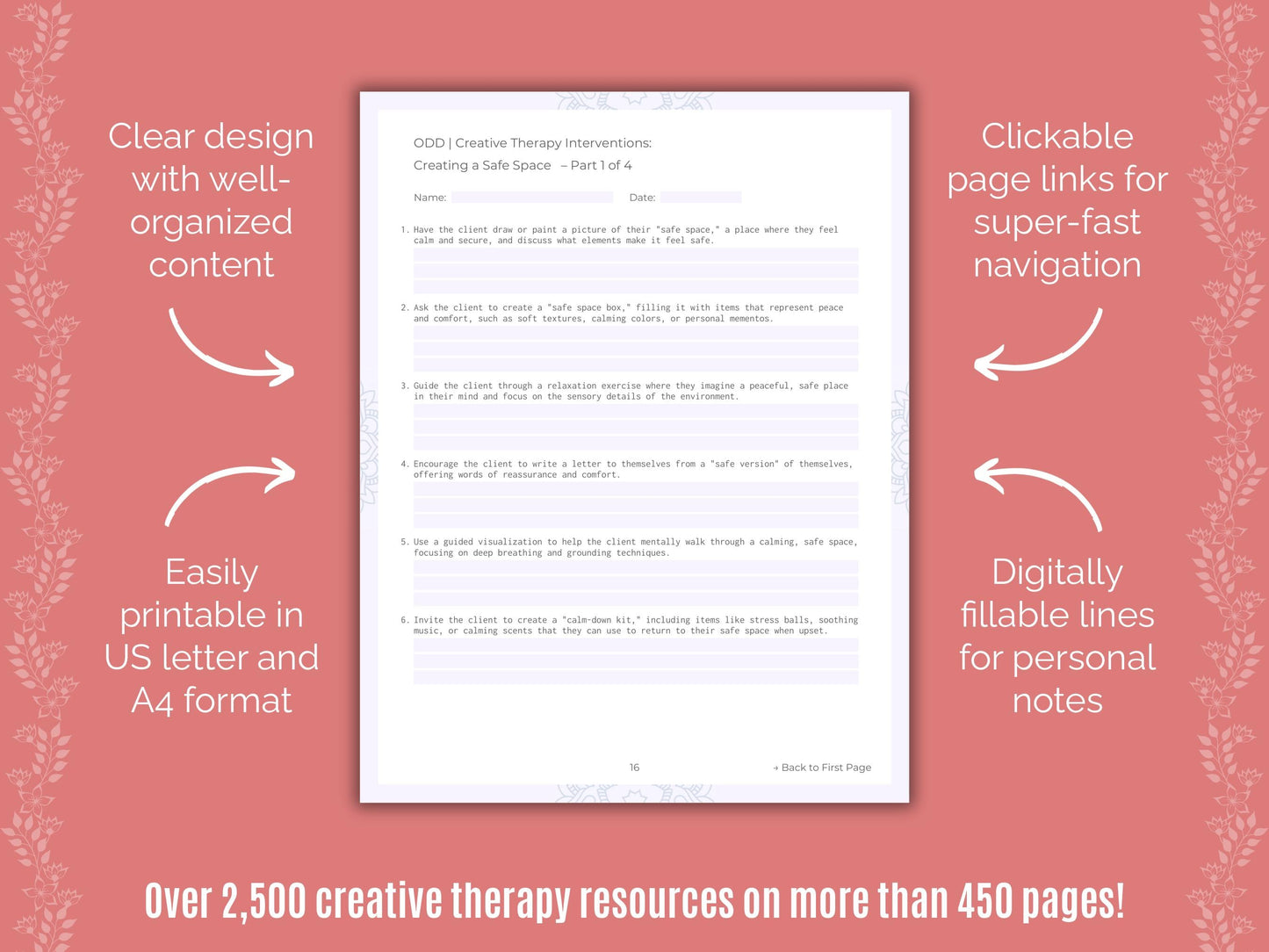 Oppositional Defiant Disorder (ODD) Creative Therapy Counseling Templates