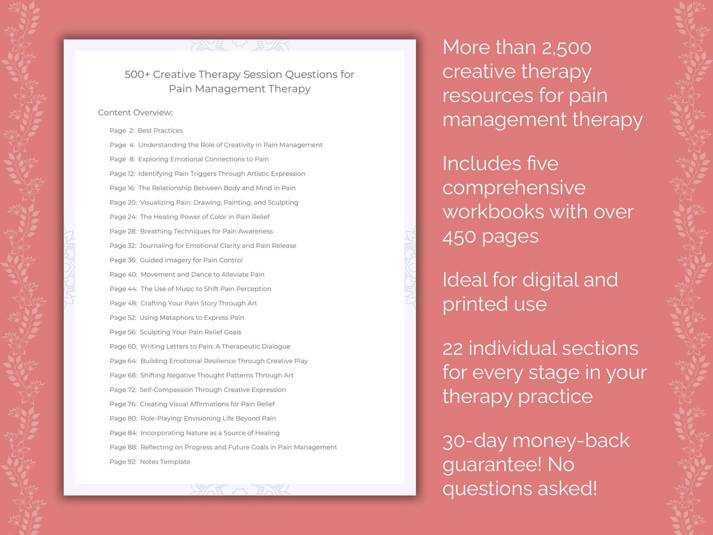 Pain Management Creative Therapy Therapist Worksheets