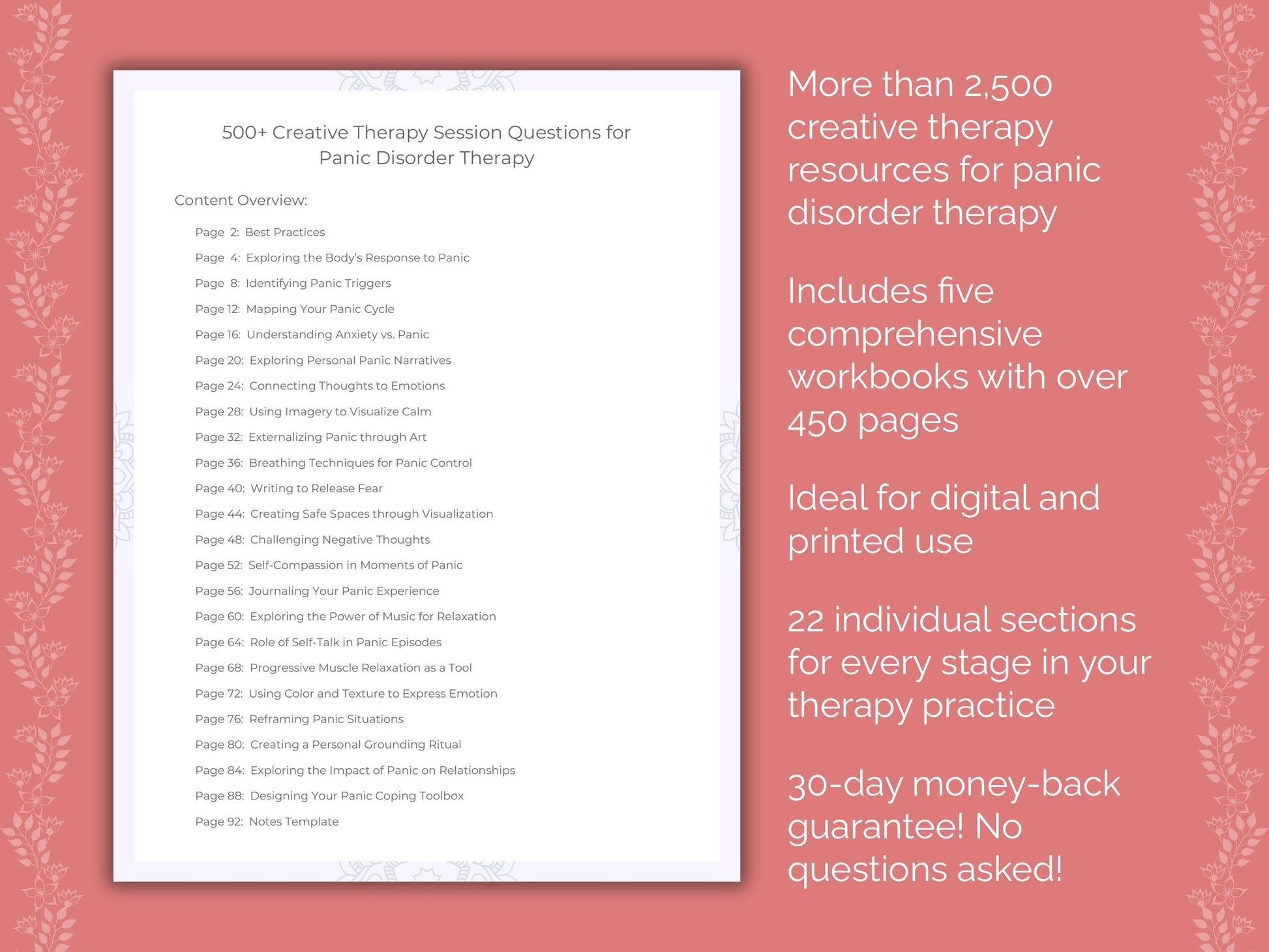 Panic Disorder Creative Therapy Therapist Worksheets