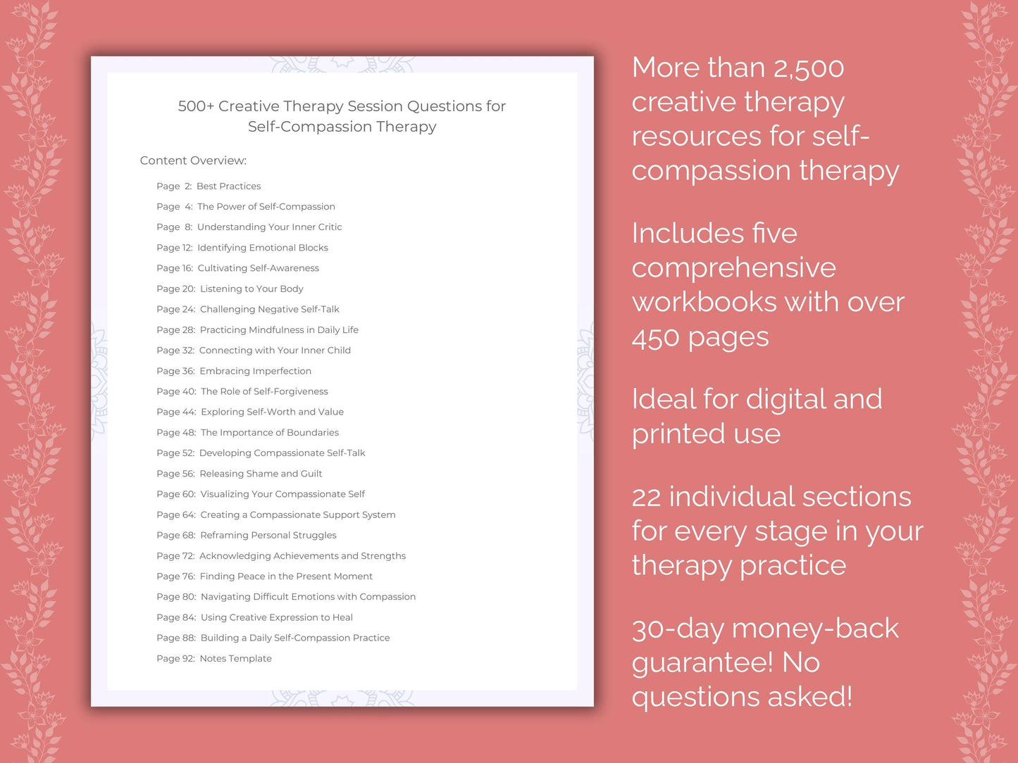 Self-Compassion Creative Therapy Therapist Worksheets