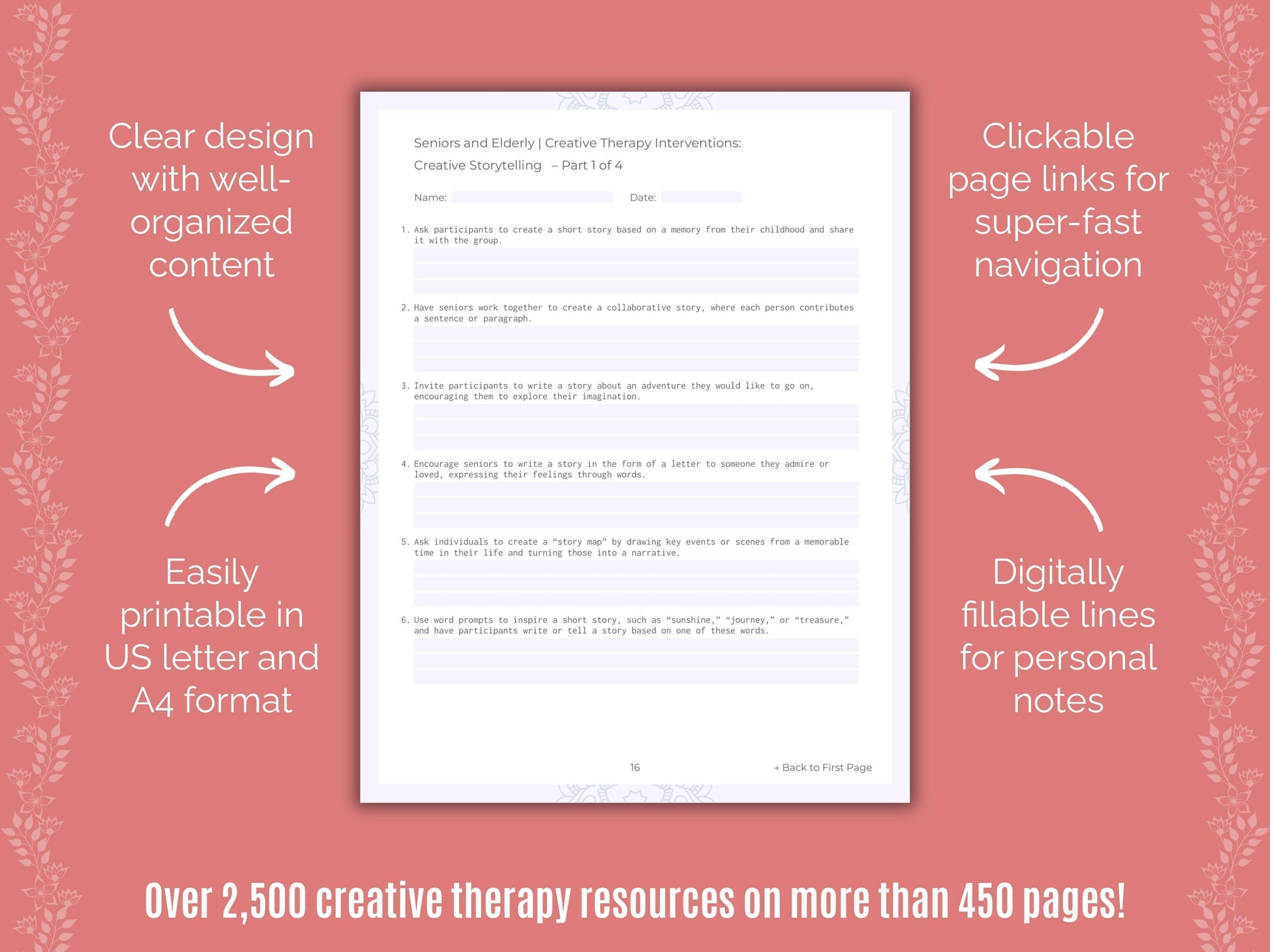 Seniors and Elderly Creative Therapy Counseling Templates