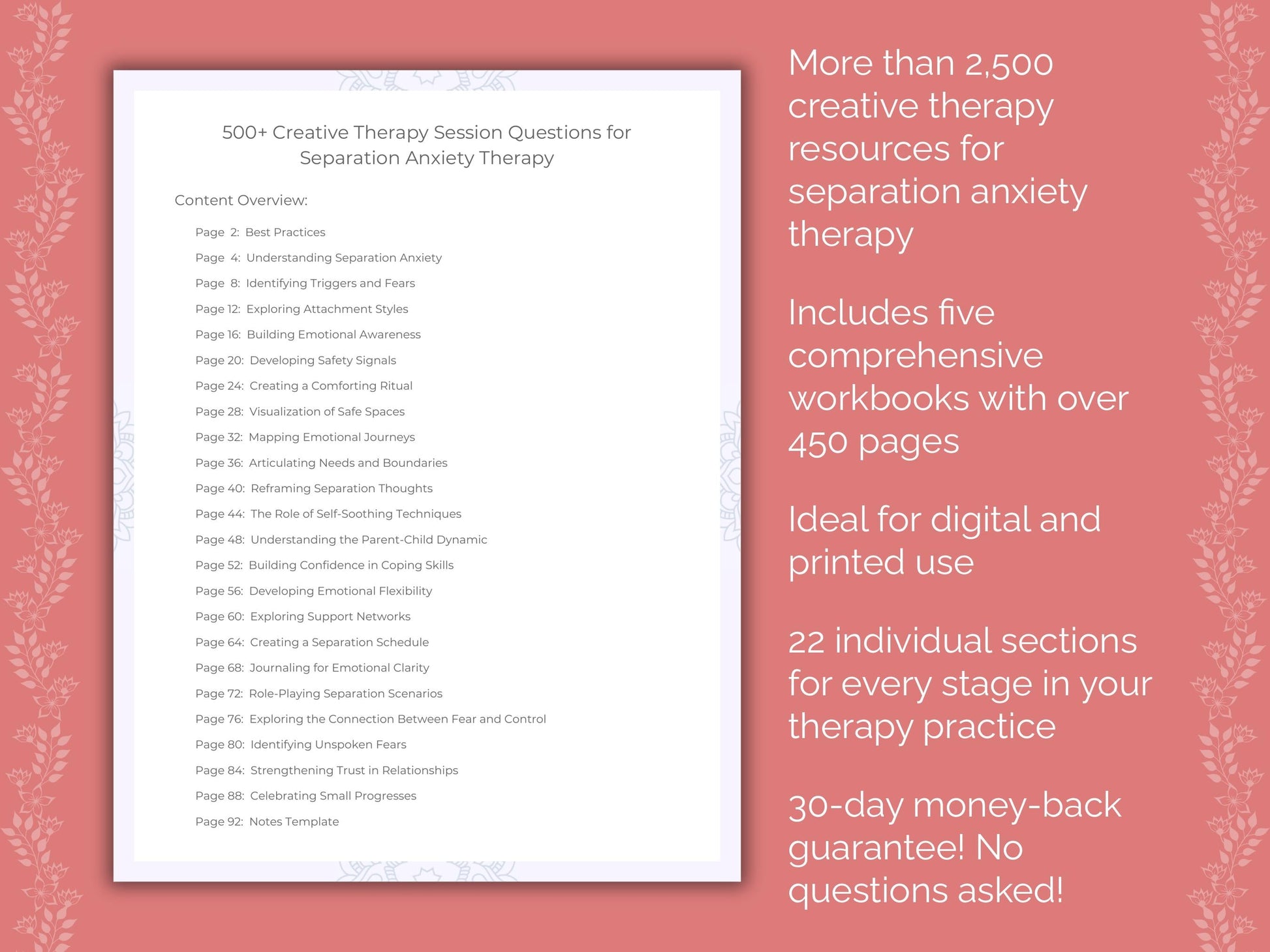 Separation Anxiety Creative Therapy Therapist Worksheets