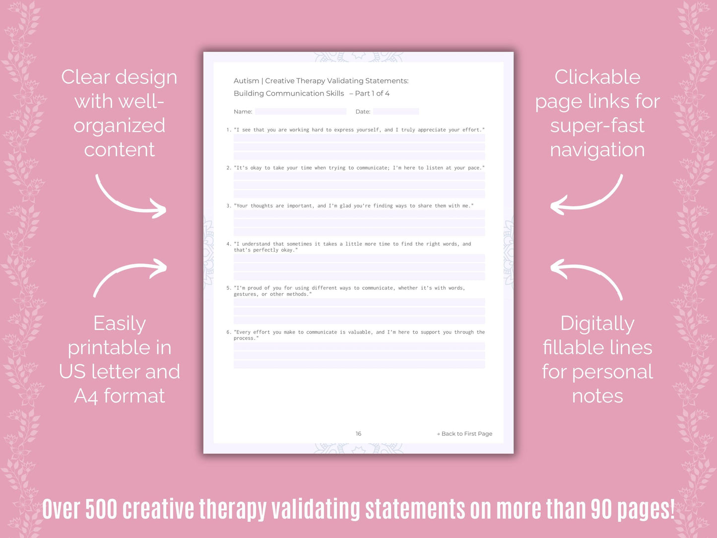 Autism Spectrum Disorder Creative Therapy Counseling Templates