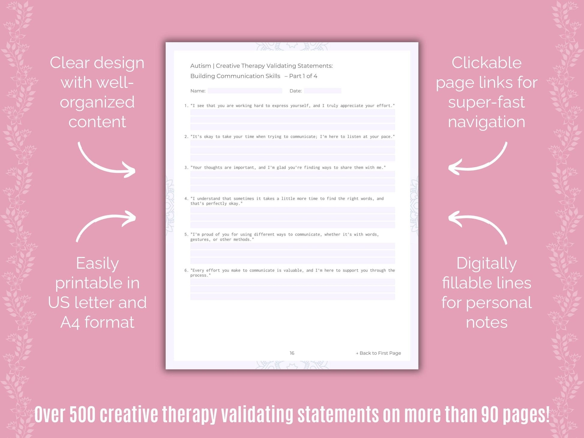 Autism Spectrum Disorder Creative Therapy Counseling Templates
