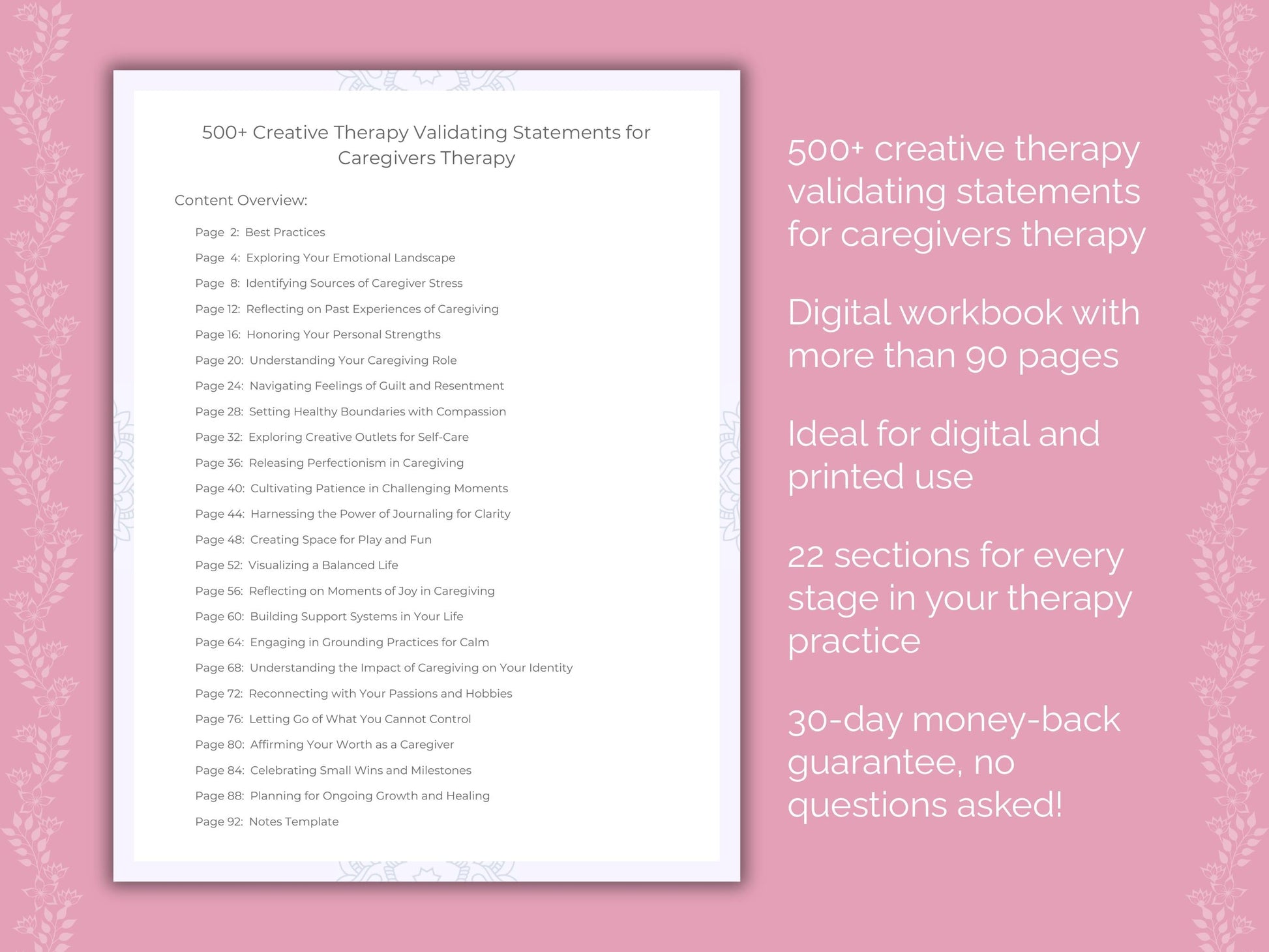 Caregivers Creative Therapy Therapist Worksheets