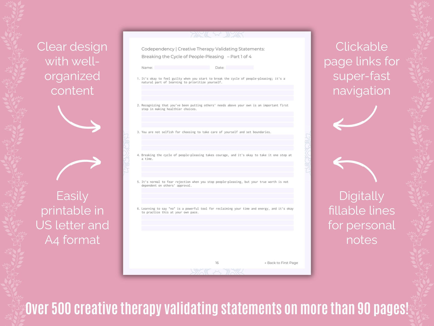 Codependency Creative Therapy Counseling Templates