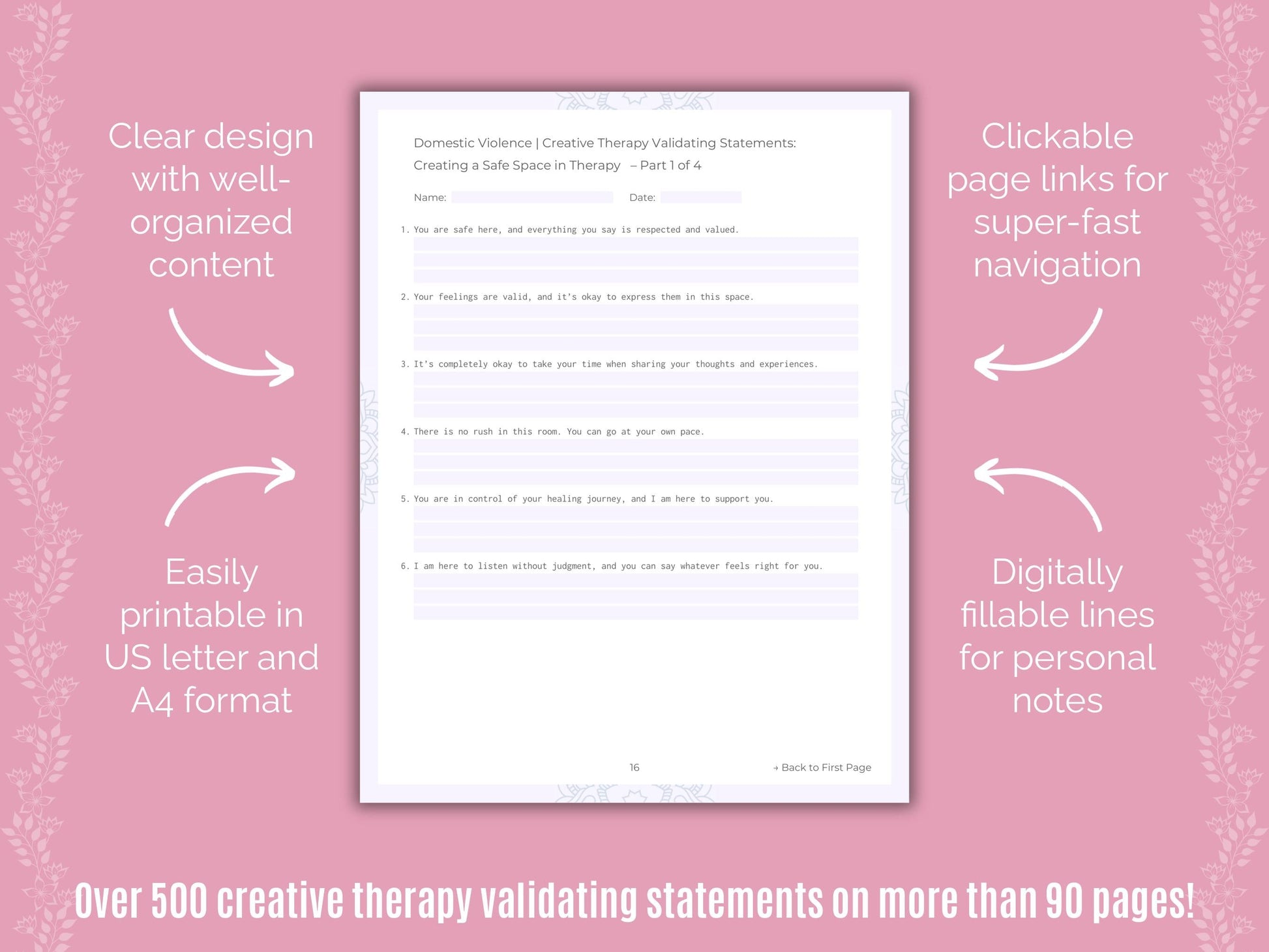 Domestic Violence Creative Therapy Counseling Templates