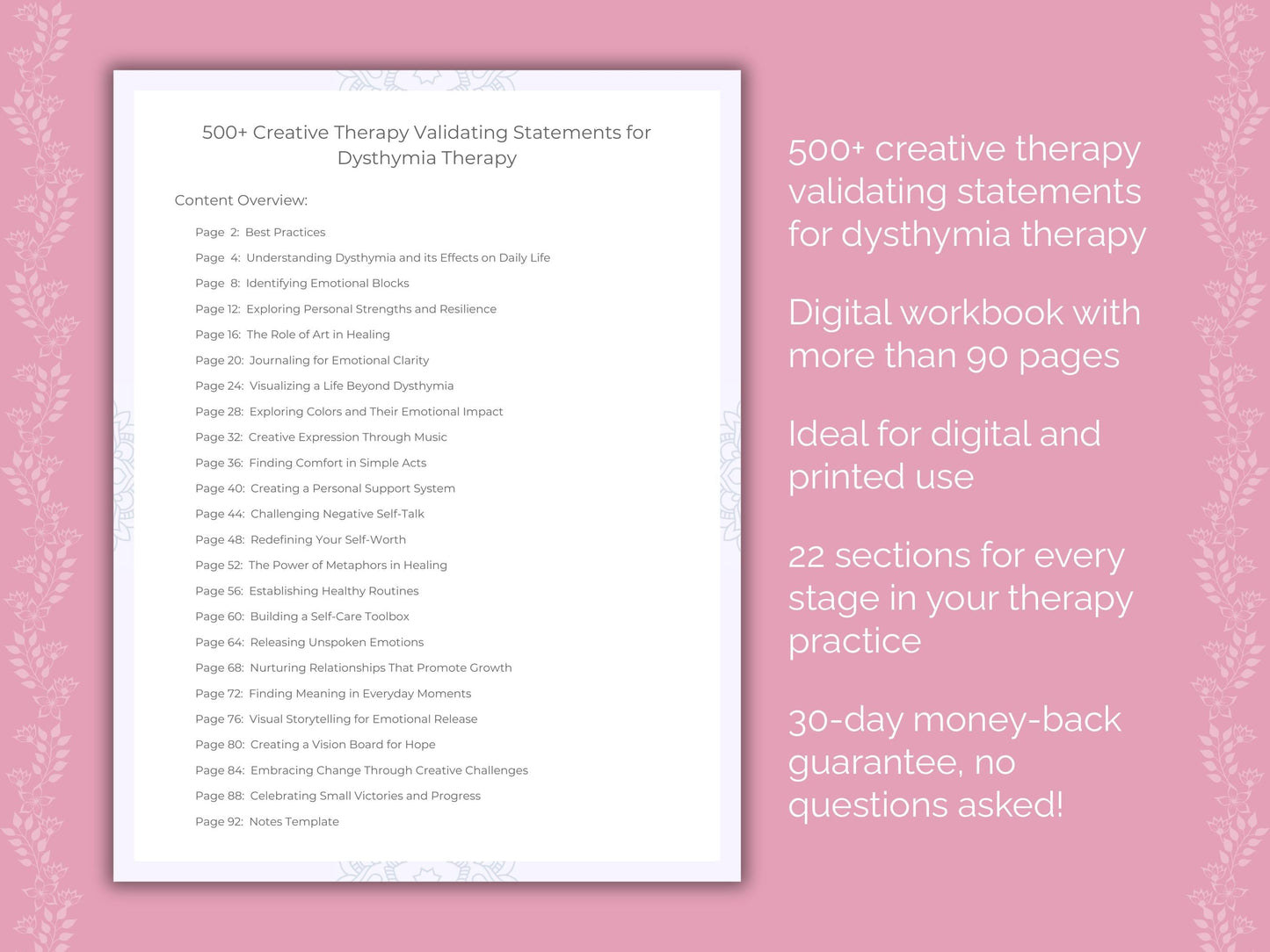 Dysthymia Creative Therapy Therapist Worksheets