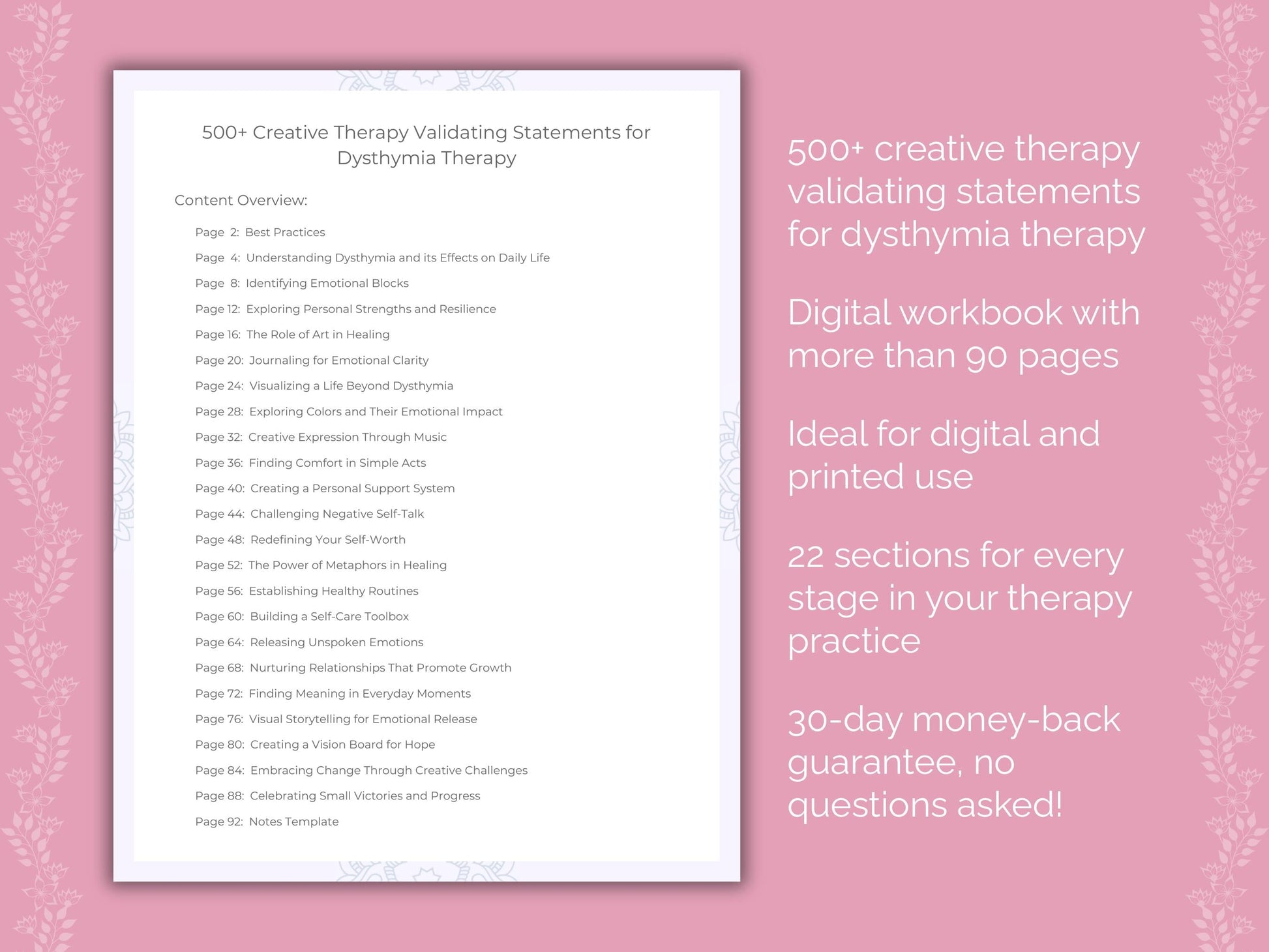Dysthymia Creative Therapy Therapist Worksheets