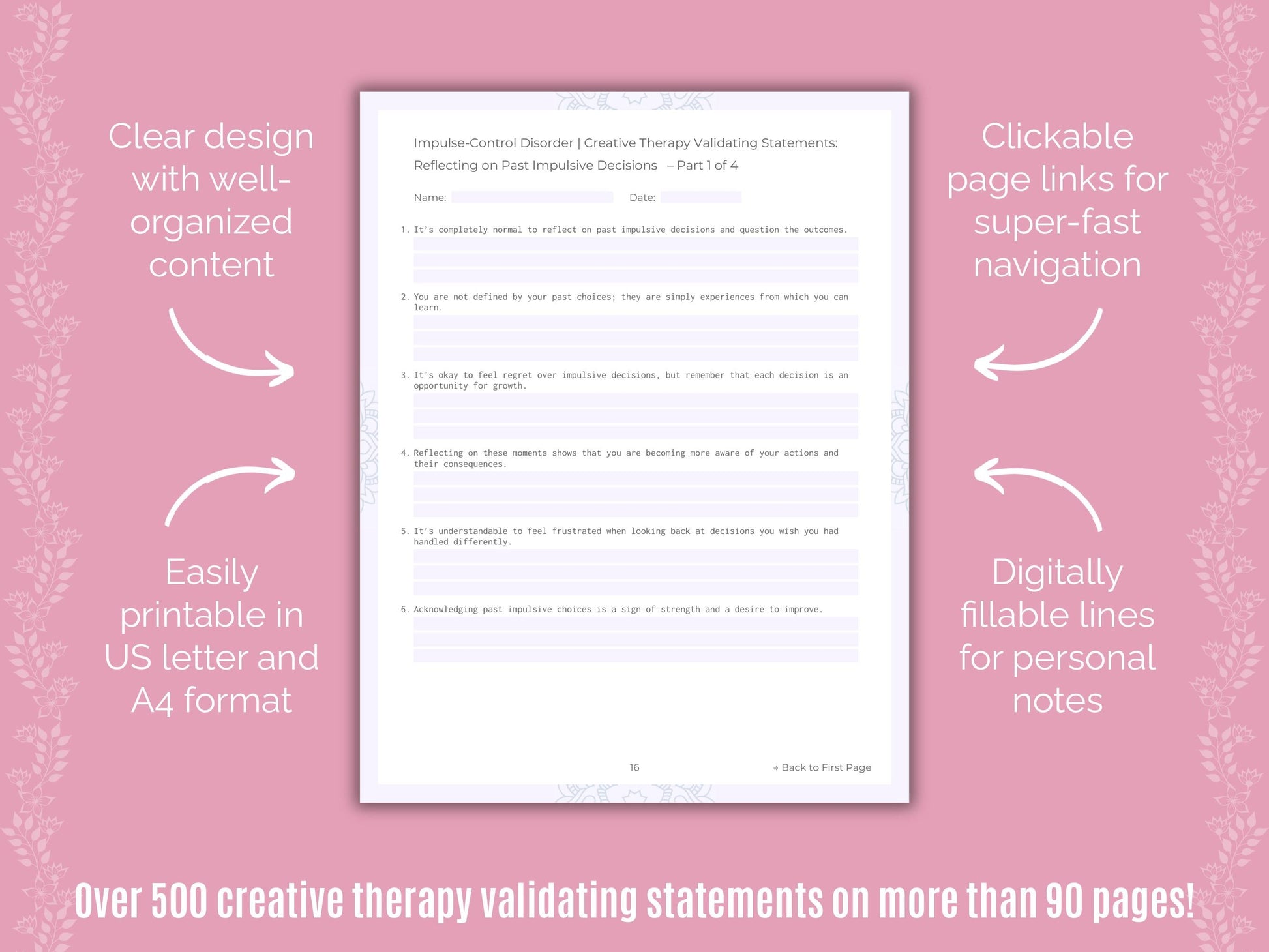 Impulse-Control Disorder (ICD) Creative Therapy Counseling Templates