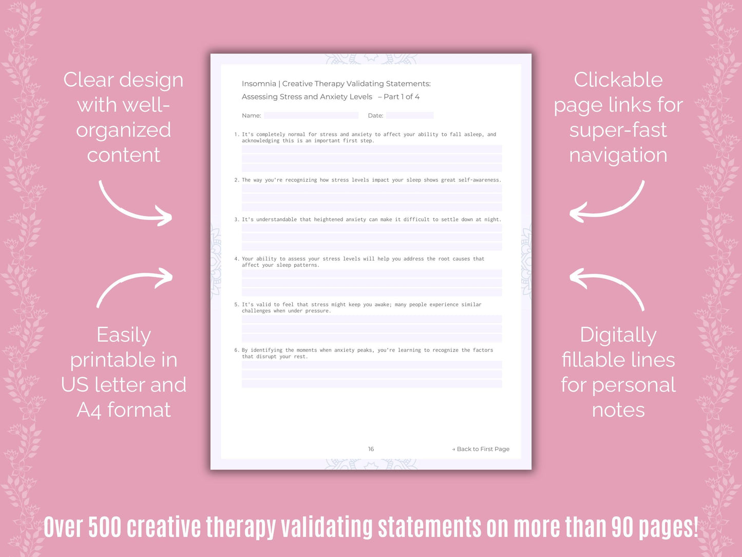 Insomnia Creative Therapy Counseling Templates