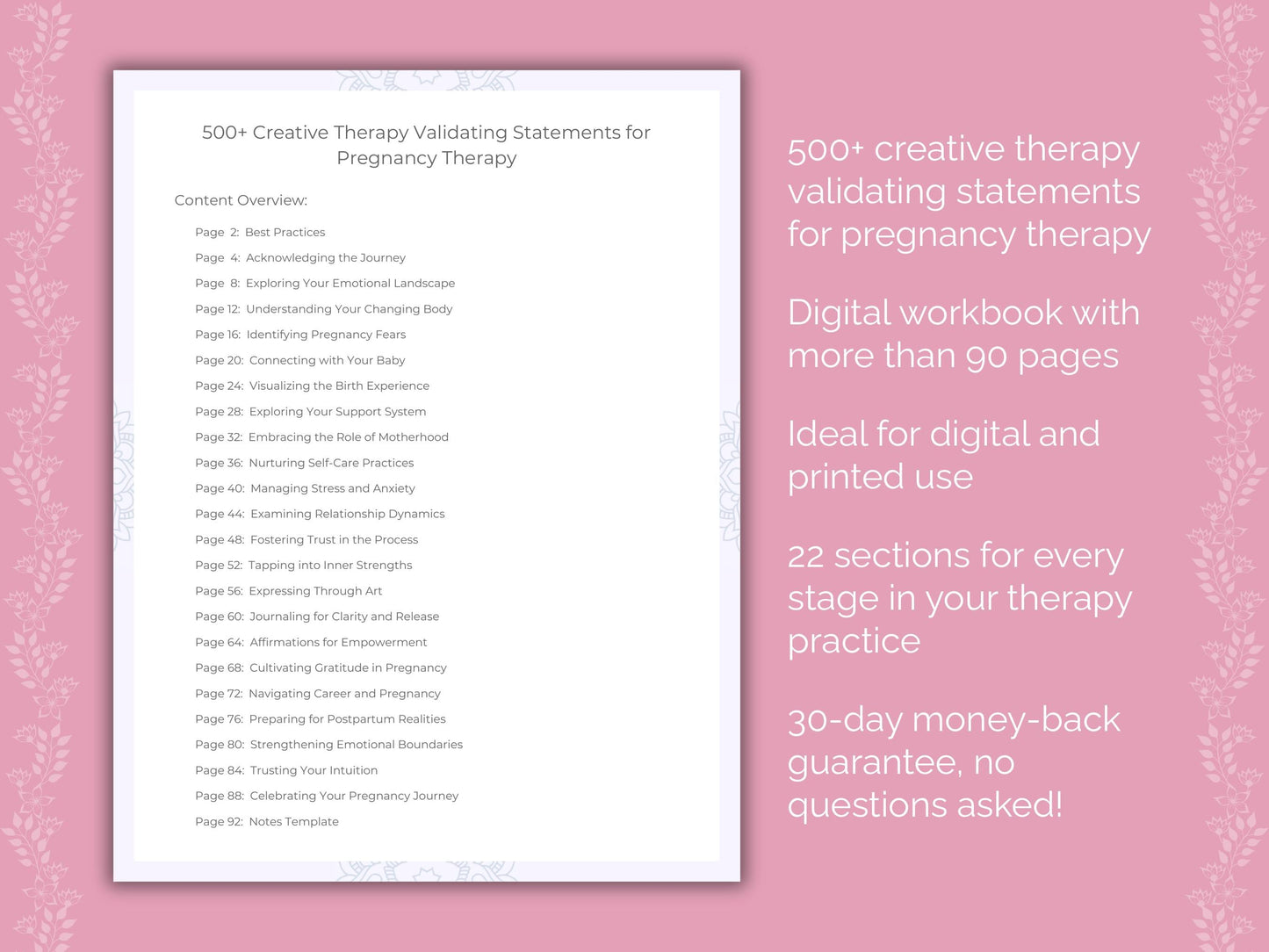 Pregnancy Creative Therapy Therapist Worksheets