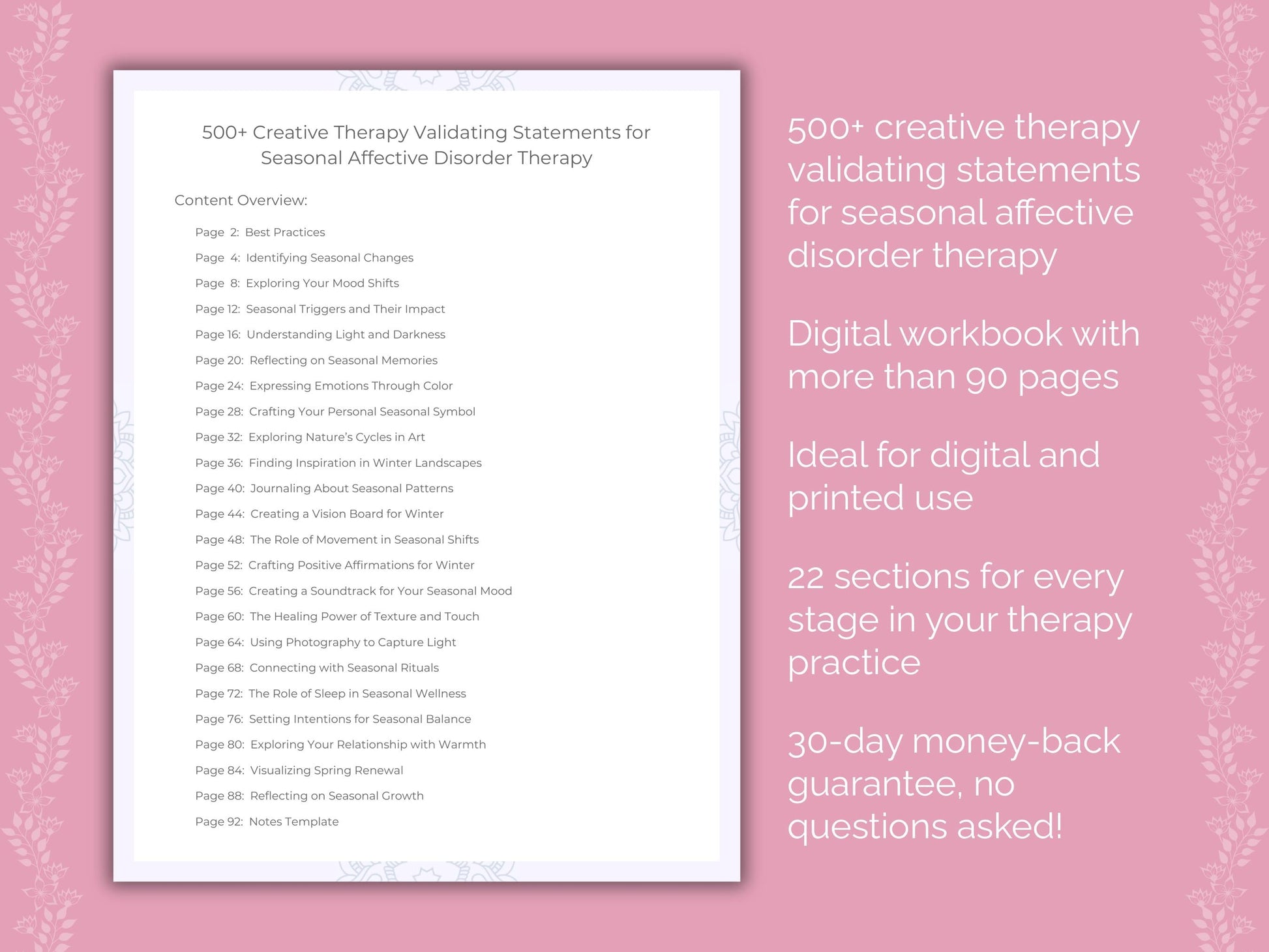 Seasonal Affective Disorder Creative Therapy Therapist Worksheets