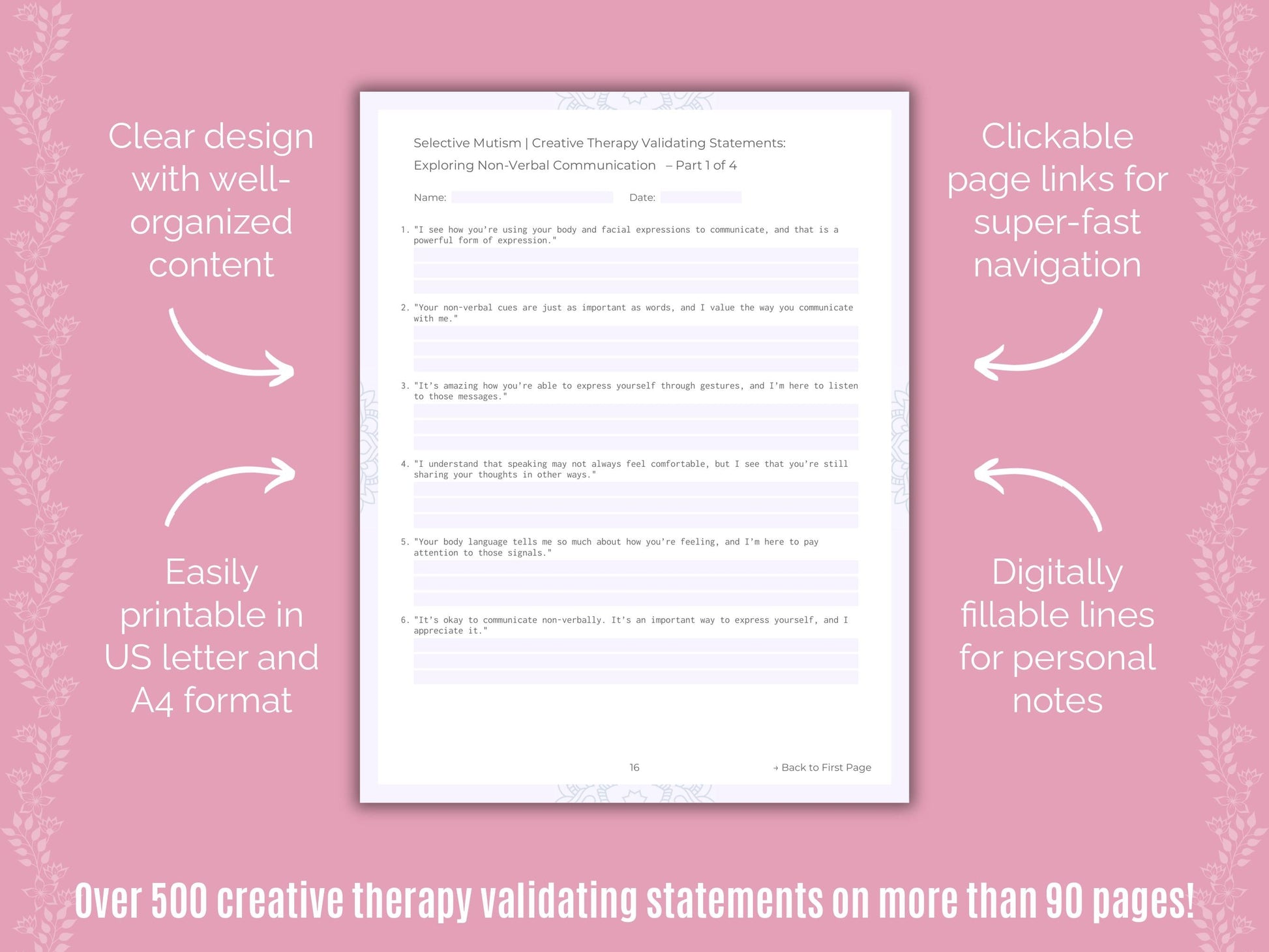 Selective Mutism Creative Therapy Counseling Templates