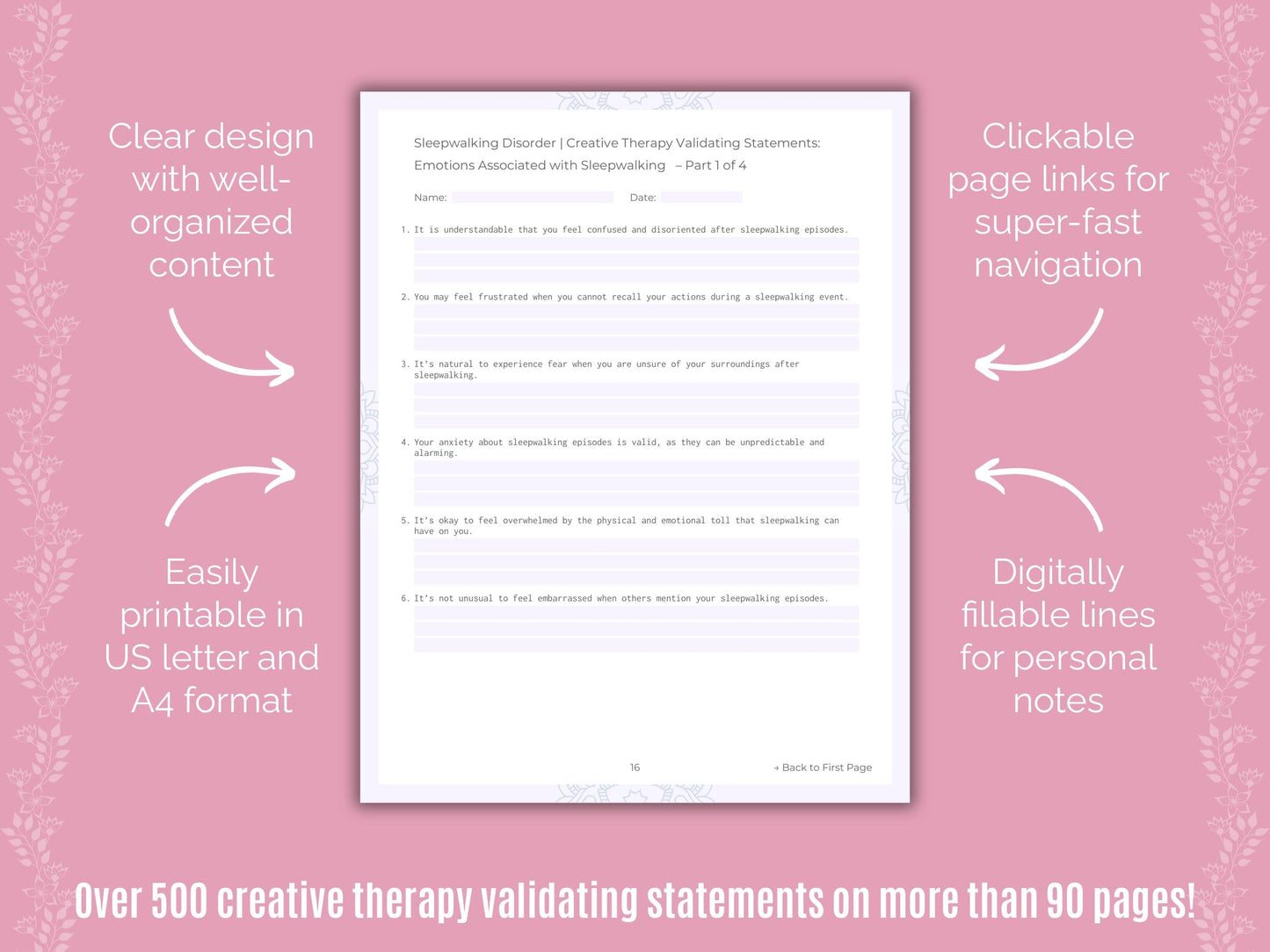 Sleepwalking Disorder Creative Therapy Counseling Templates