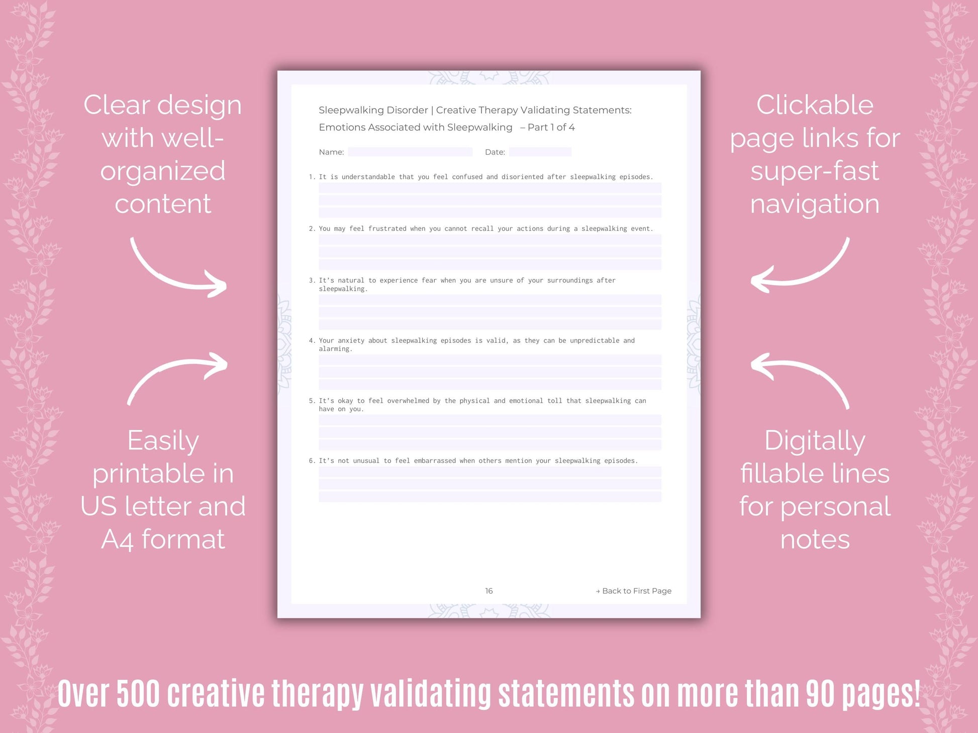 Sleepwalking Disorder Creative Therapy Counseling Templates
