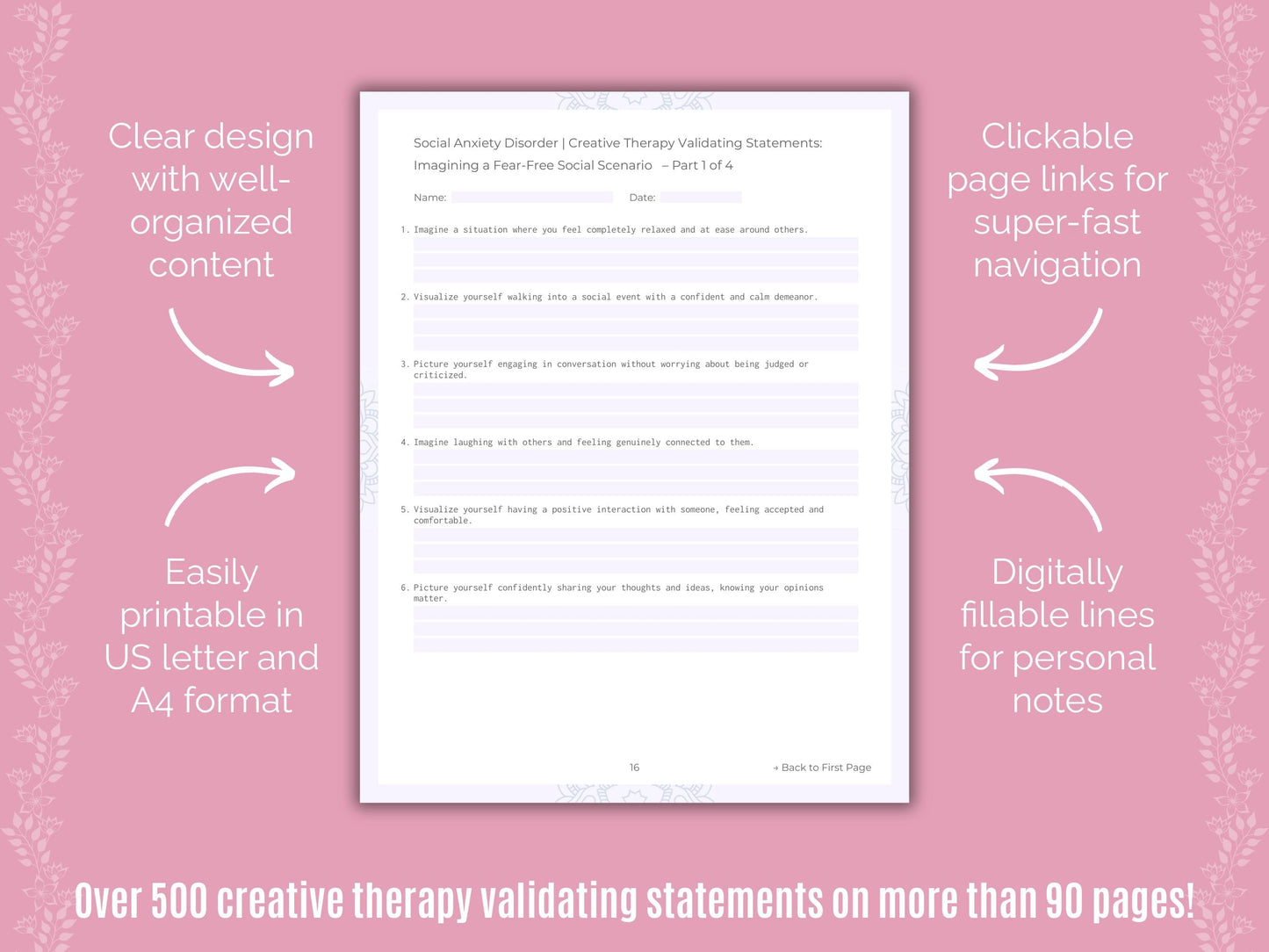Social Anxiety Disorder Creative Therapy Counseling Templates