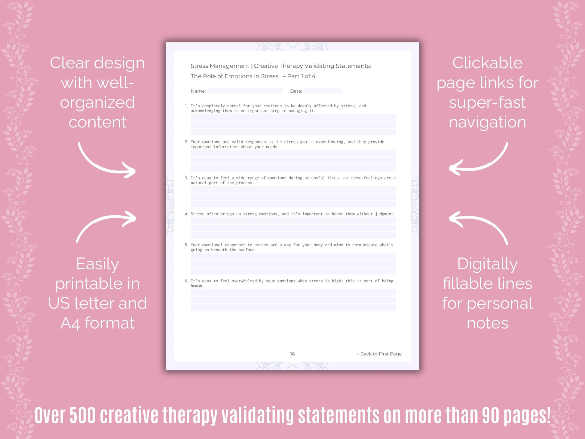 Stress Management Creative Therapy Counseling Templates