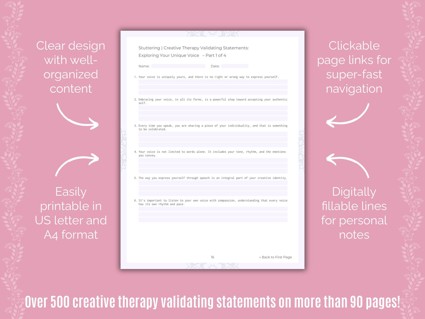 Stuttering Creative Therapy Counseling Templates