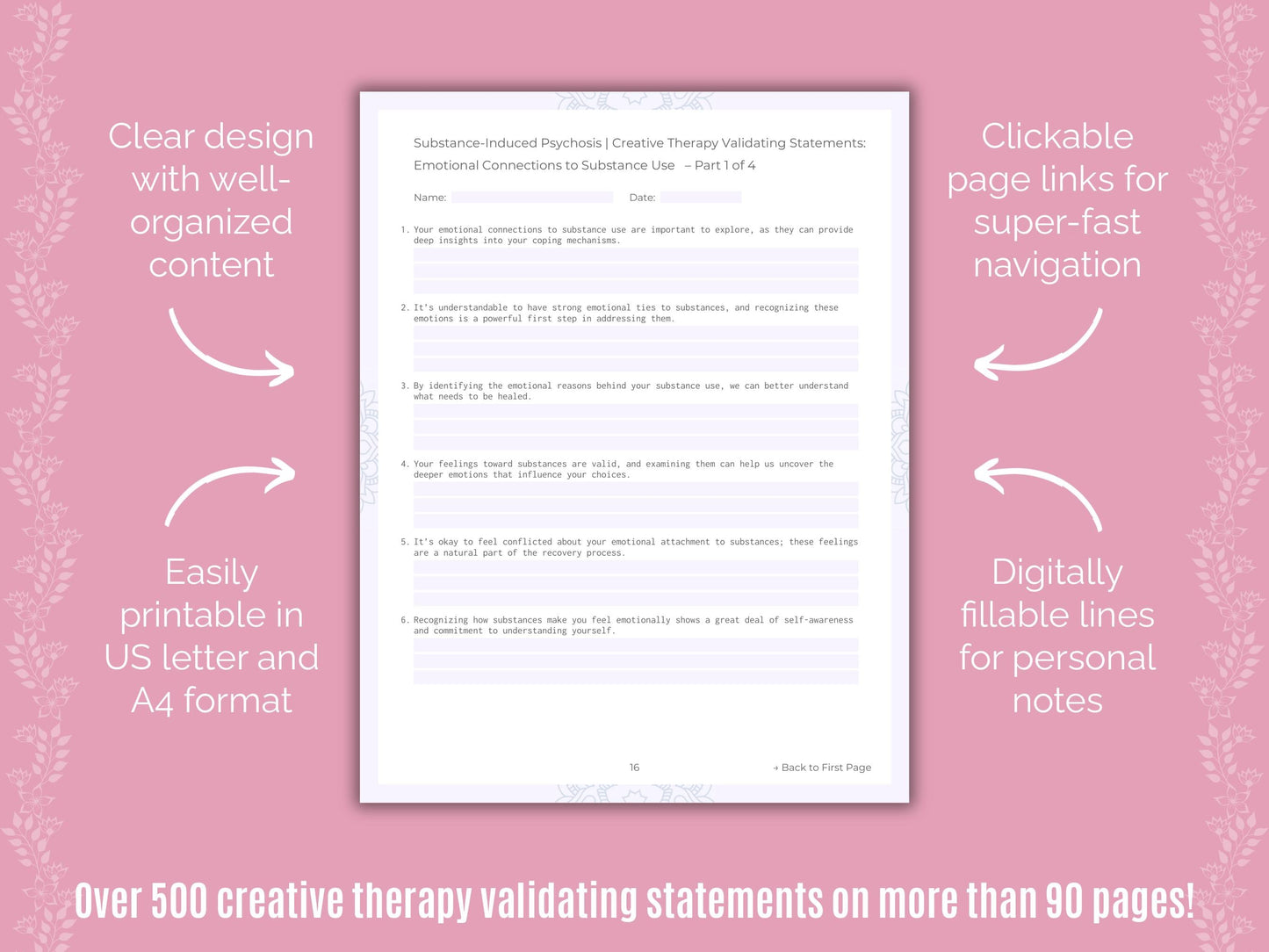 Substance-Induced Psychosis Creative Therapy Counseling Templates