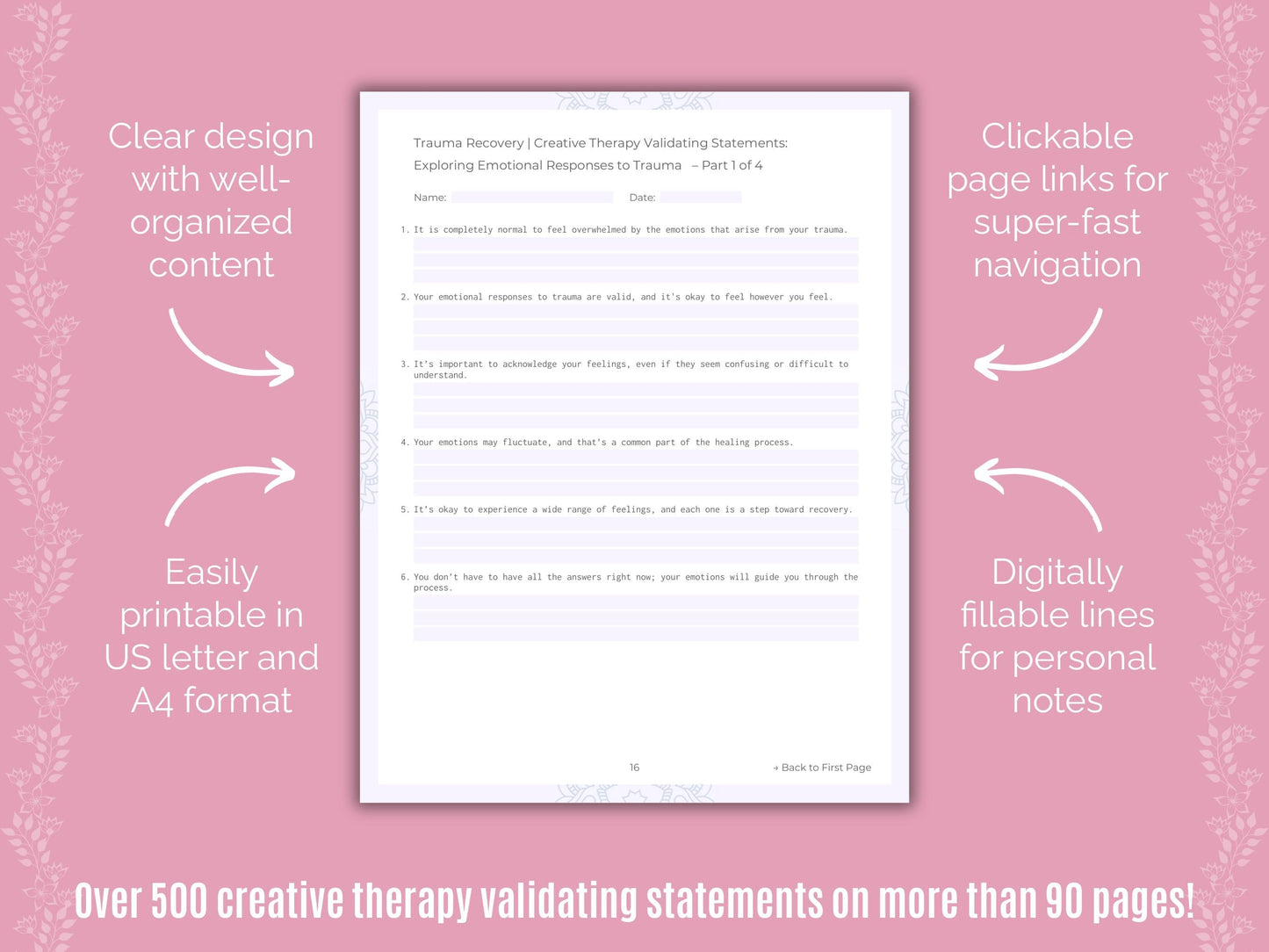 Trauma Recovery Creative Therapy Counseling Templates