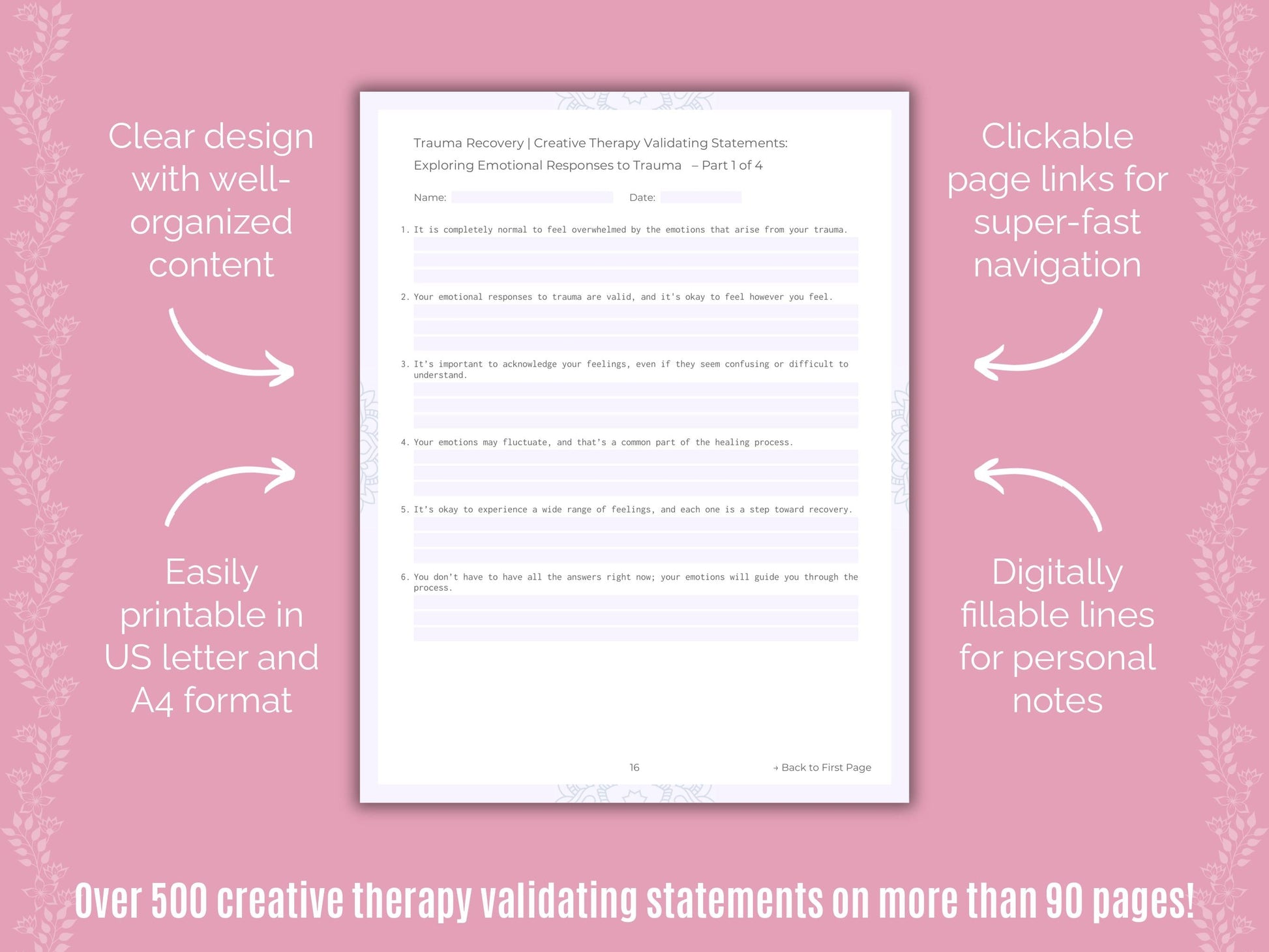 Trauma Recovery Creative Therapy Counseling Templates
