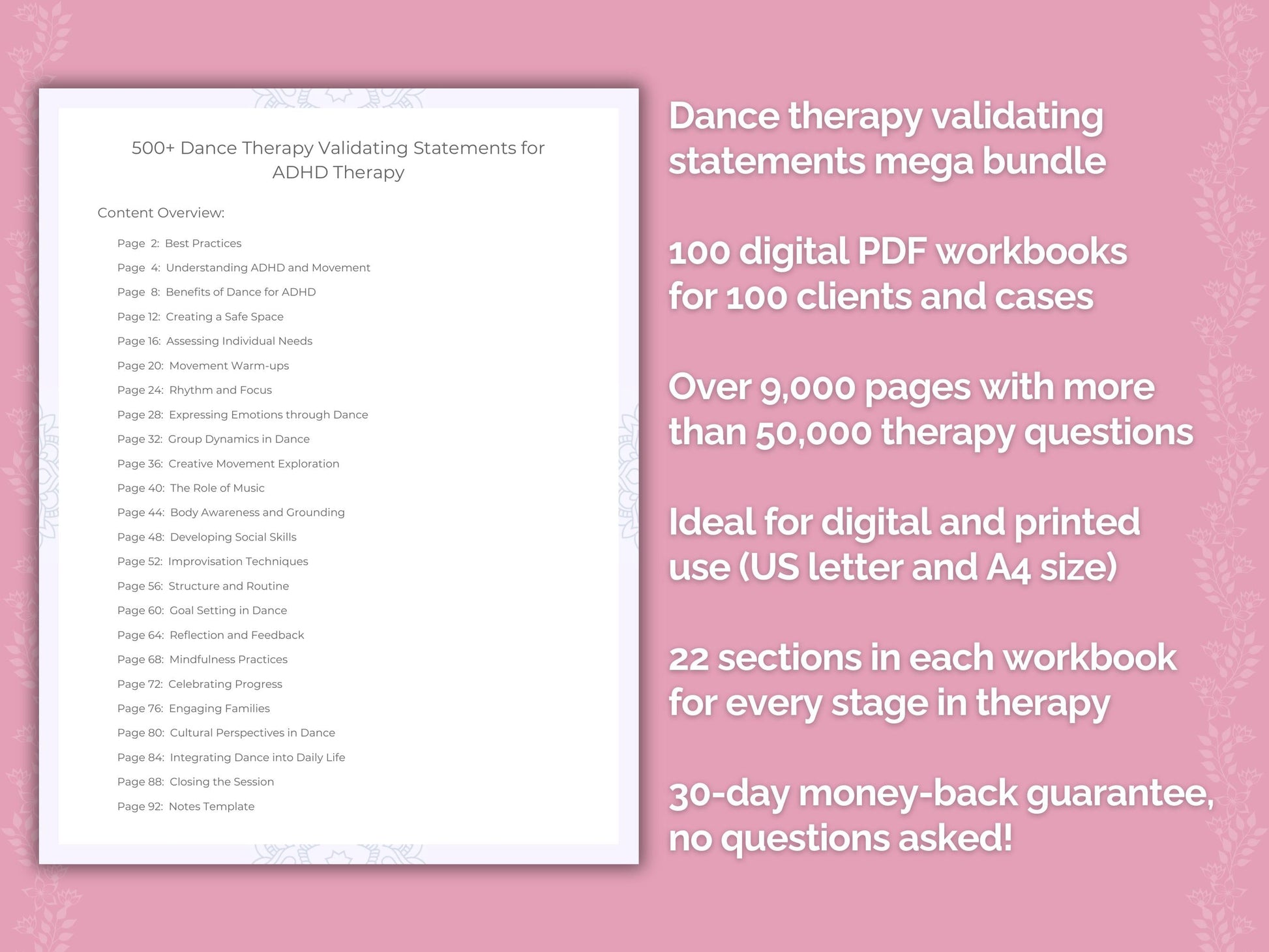 Dance Therapy Validating Statements Counseling Templates