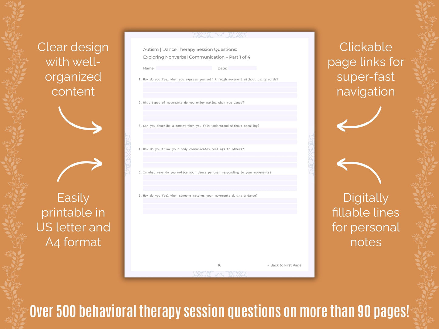 Autism Spectrum Disorder Dance Therapy Counseling Templates