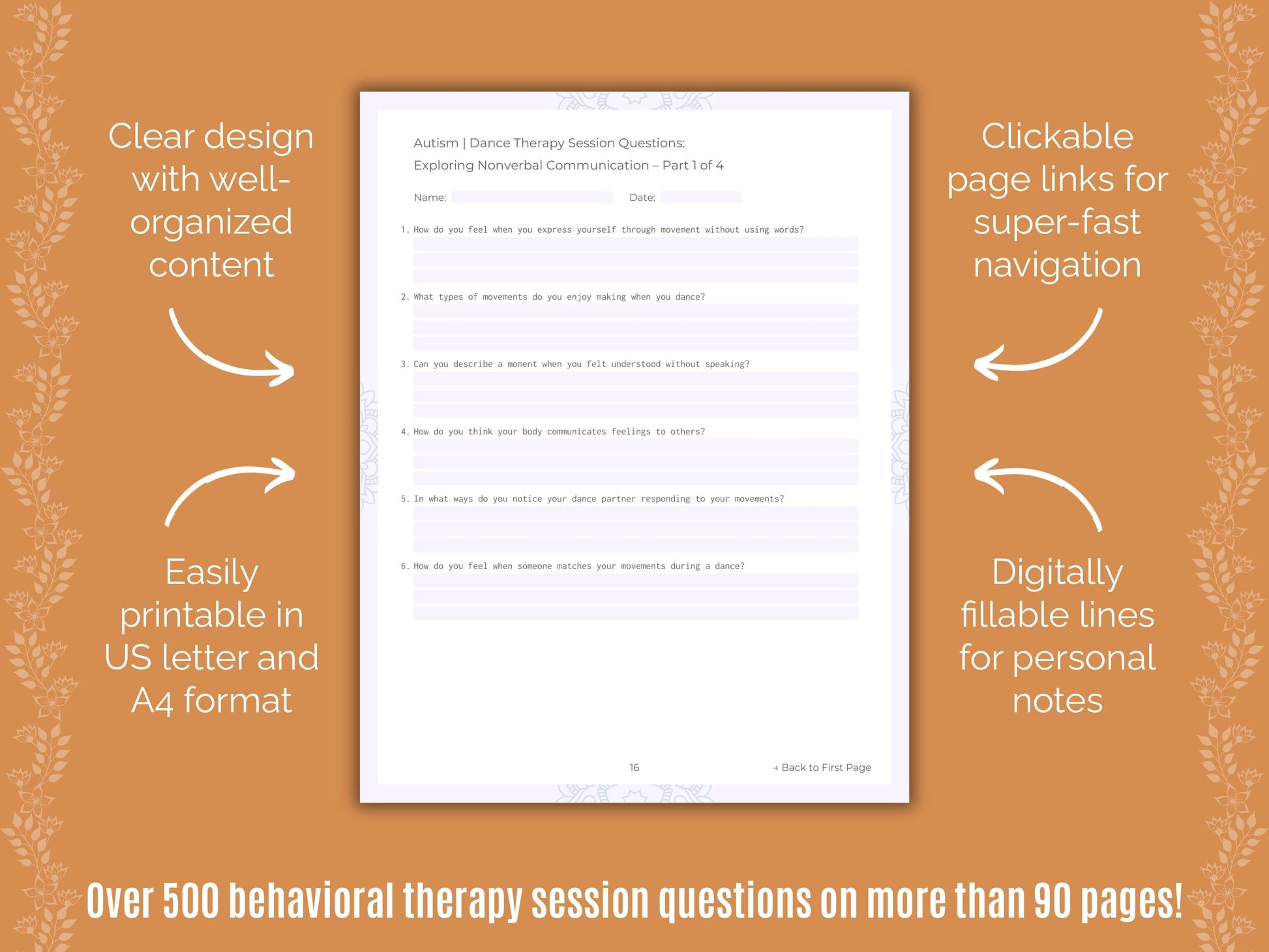 Autism Spectrum Disorder Dance Therapy Counseling Templates