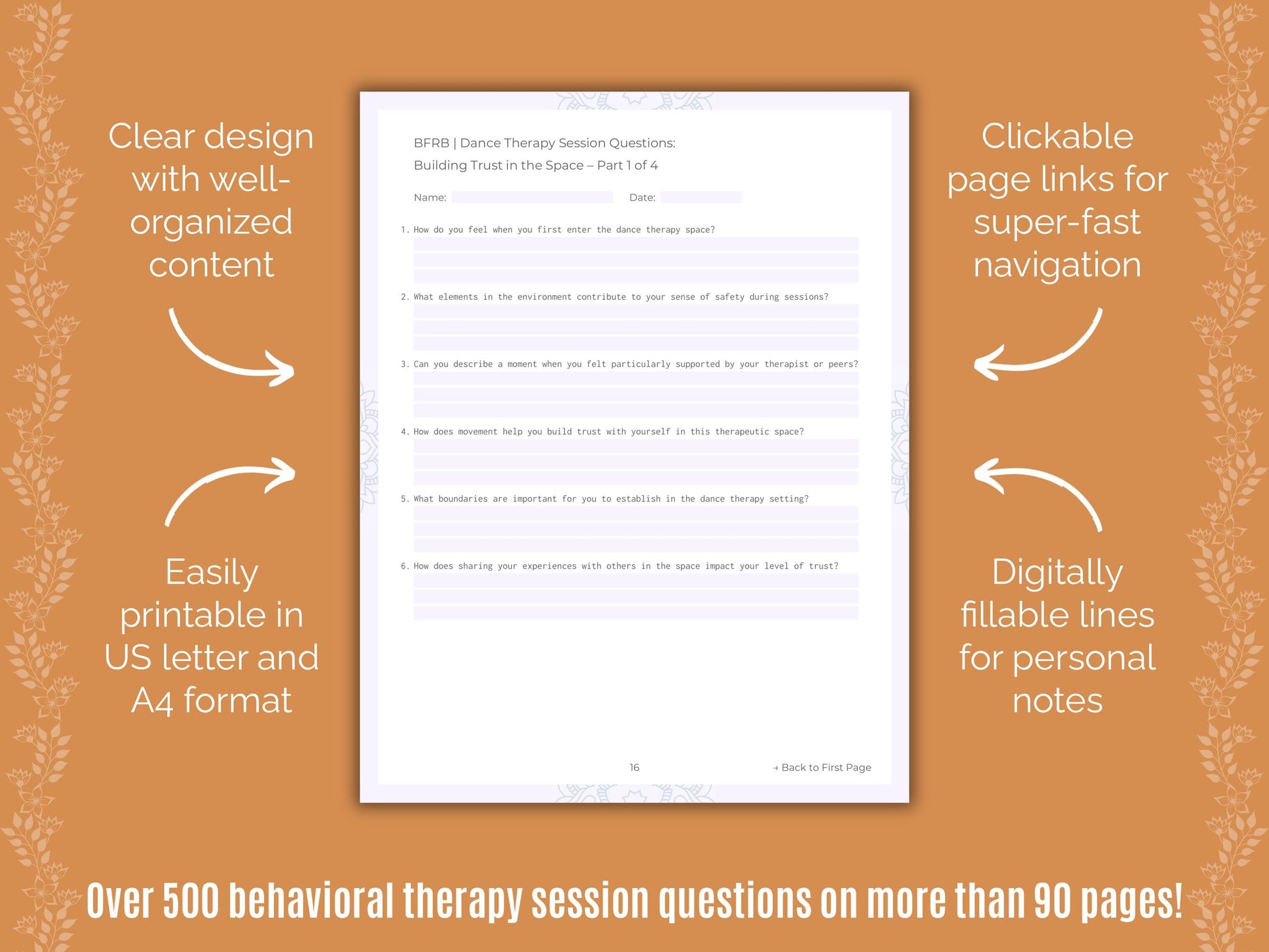 Body-Focused Repetitive Behavior (BFRB) Dance Therapy Counseling Templates