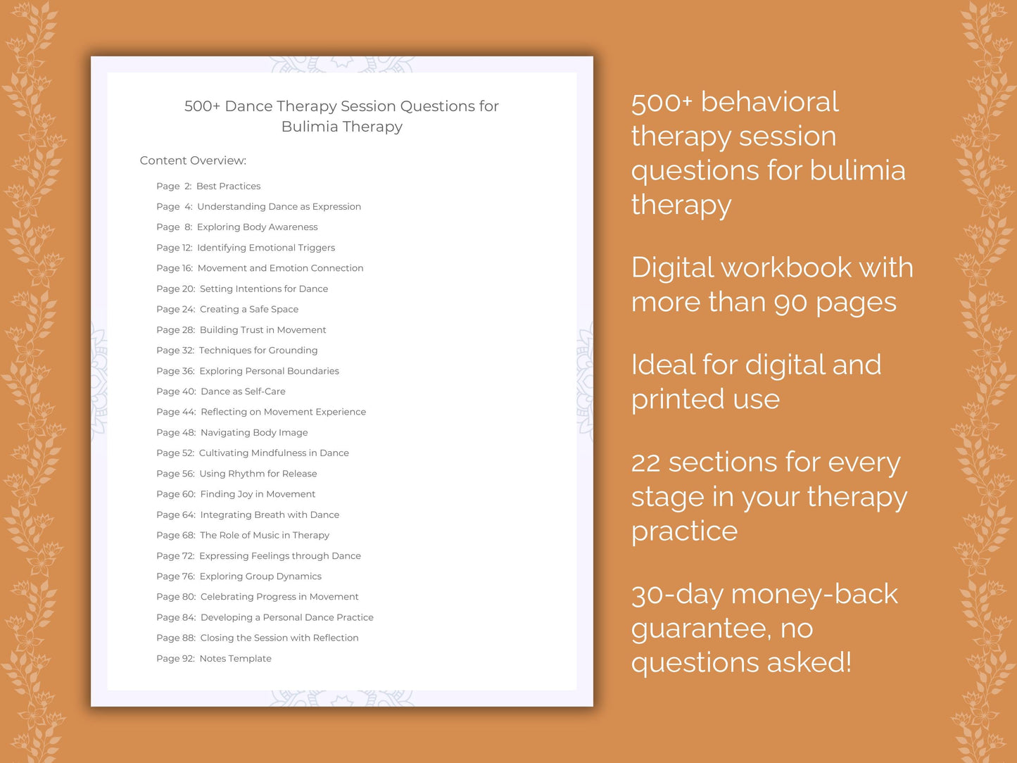 Bulimia Dance Therapy Therapist Worksheets