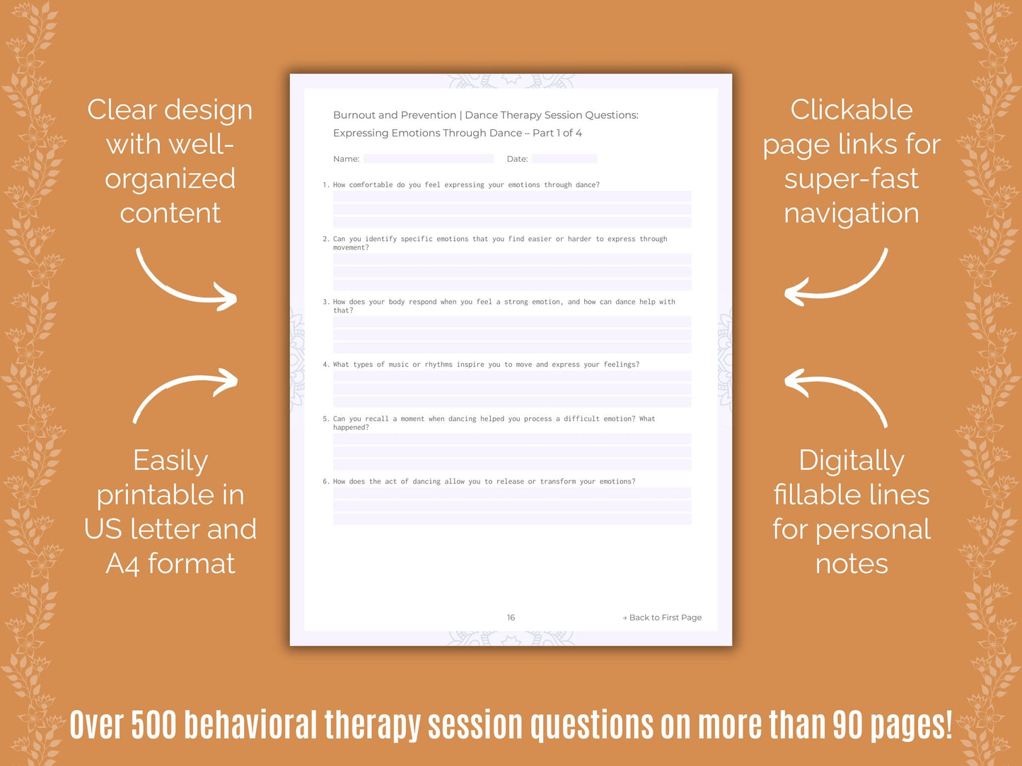 Burnout and Prevention Dance Therapy Counseling Templates