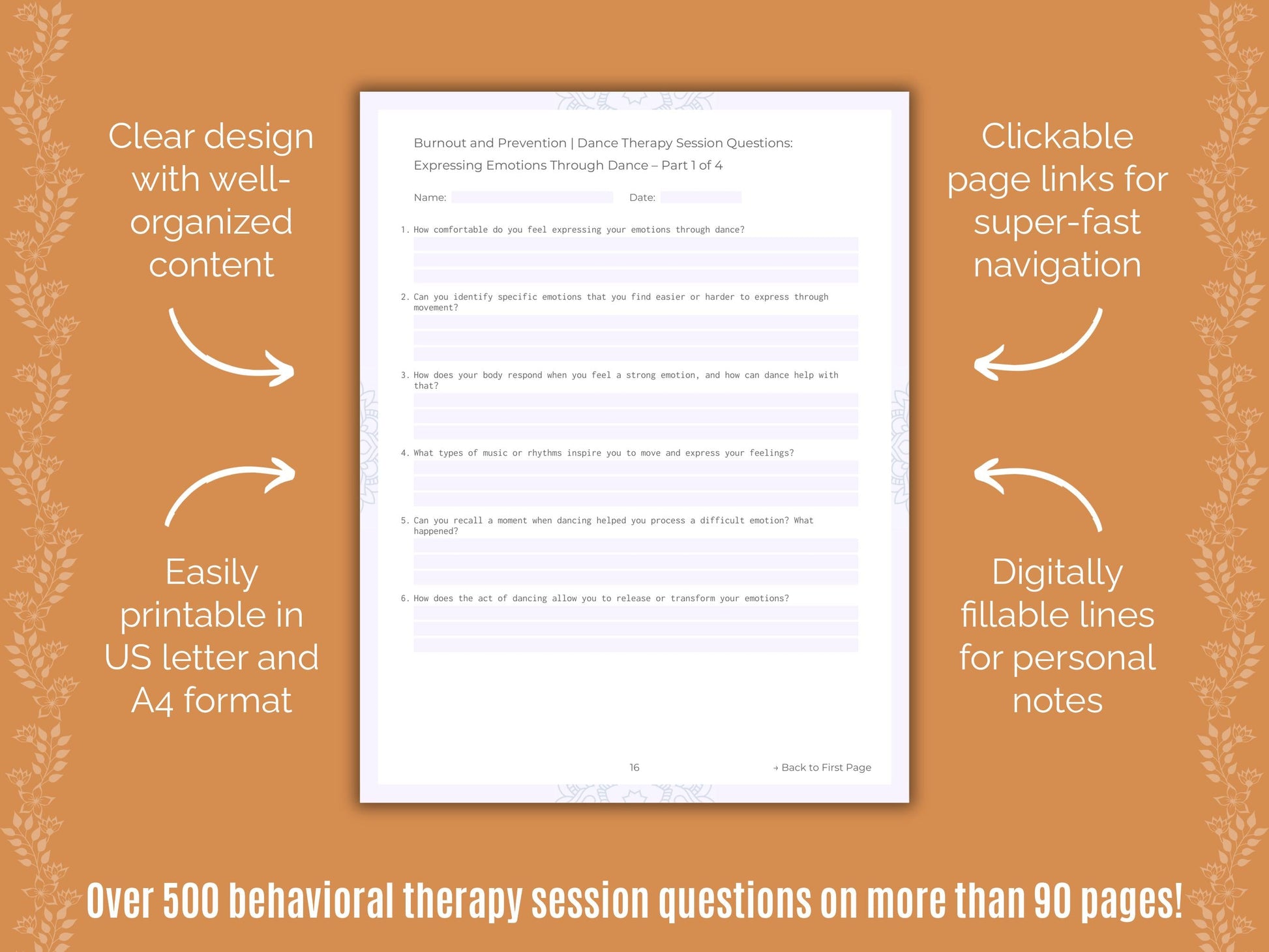 Burnout and Prevention Dance Therapy Counseling Templates