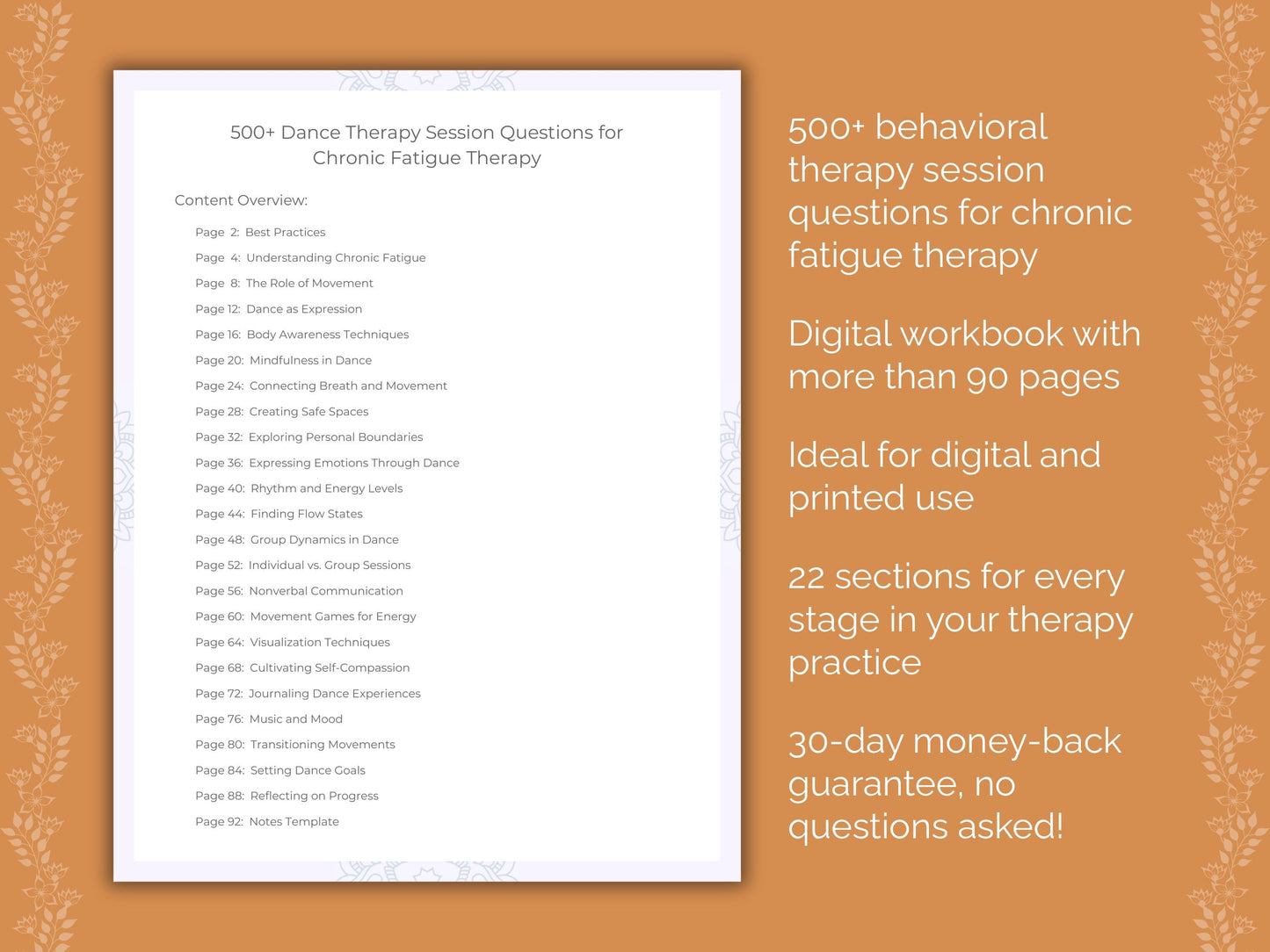 Chronic Fatigue Dance Therapy Therapist Worksheets