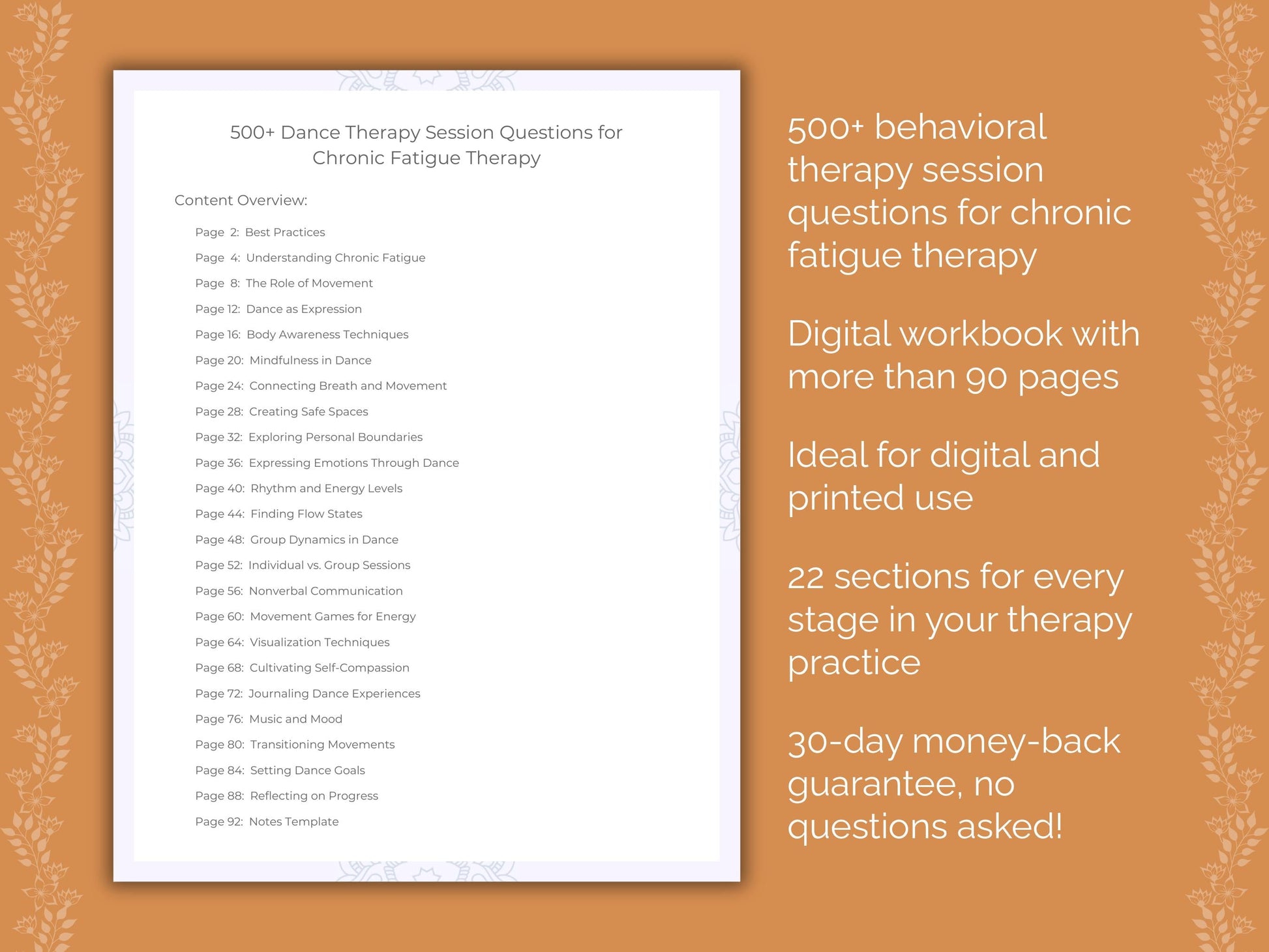 Chronic Fatigue Dance Therapy Therapist Worksheets