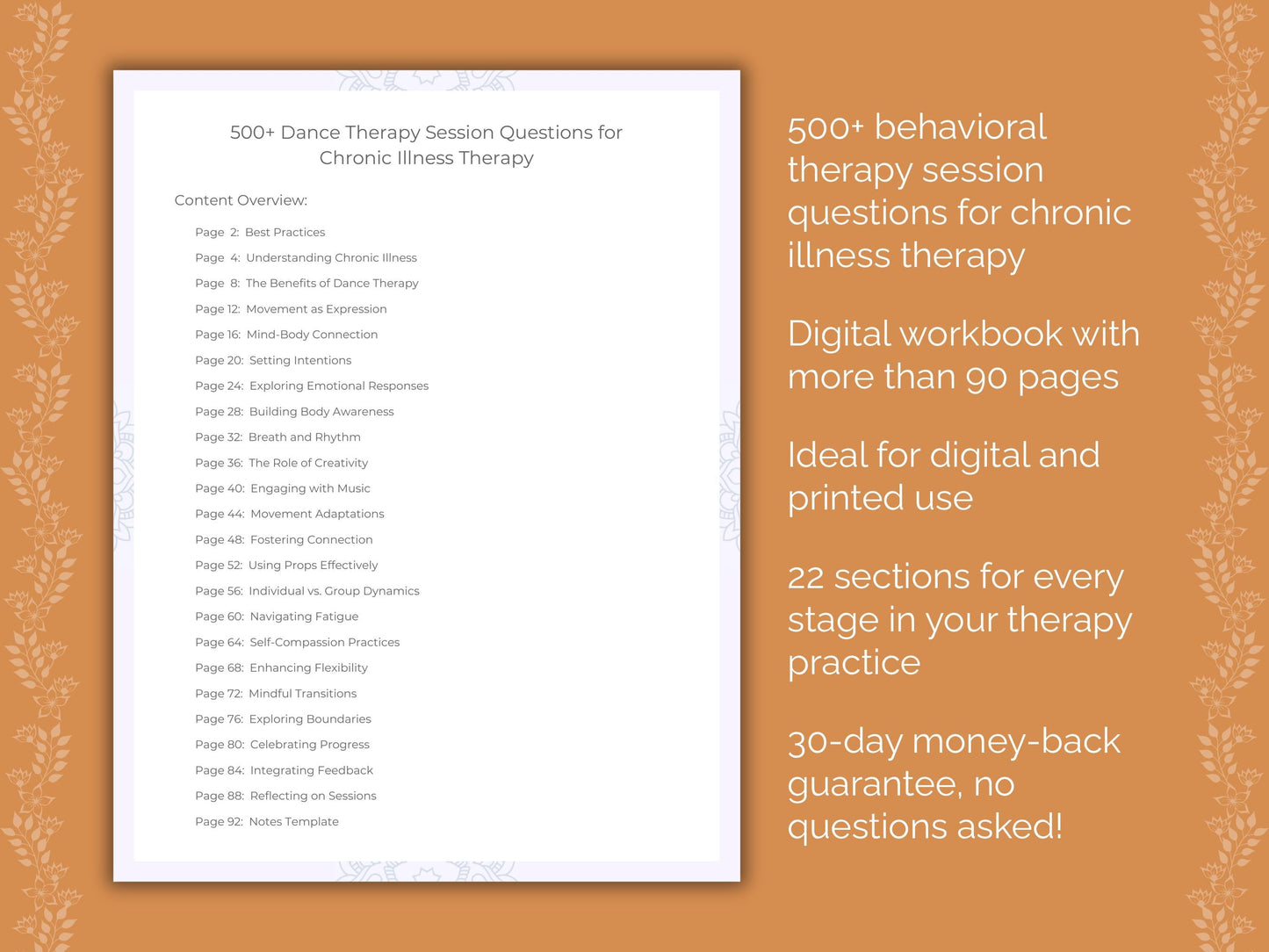 Chronic Illness Dance Therapy Therapist Worksheets