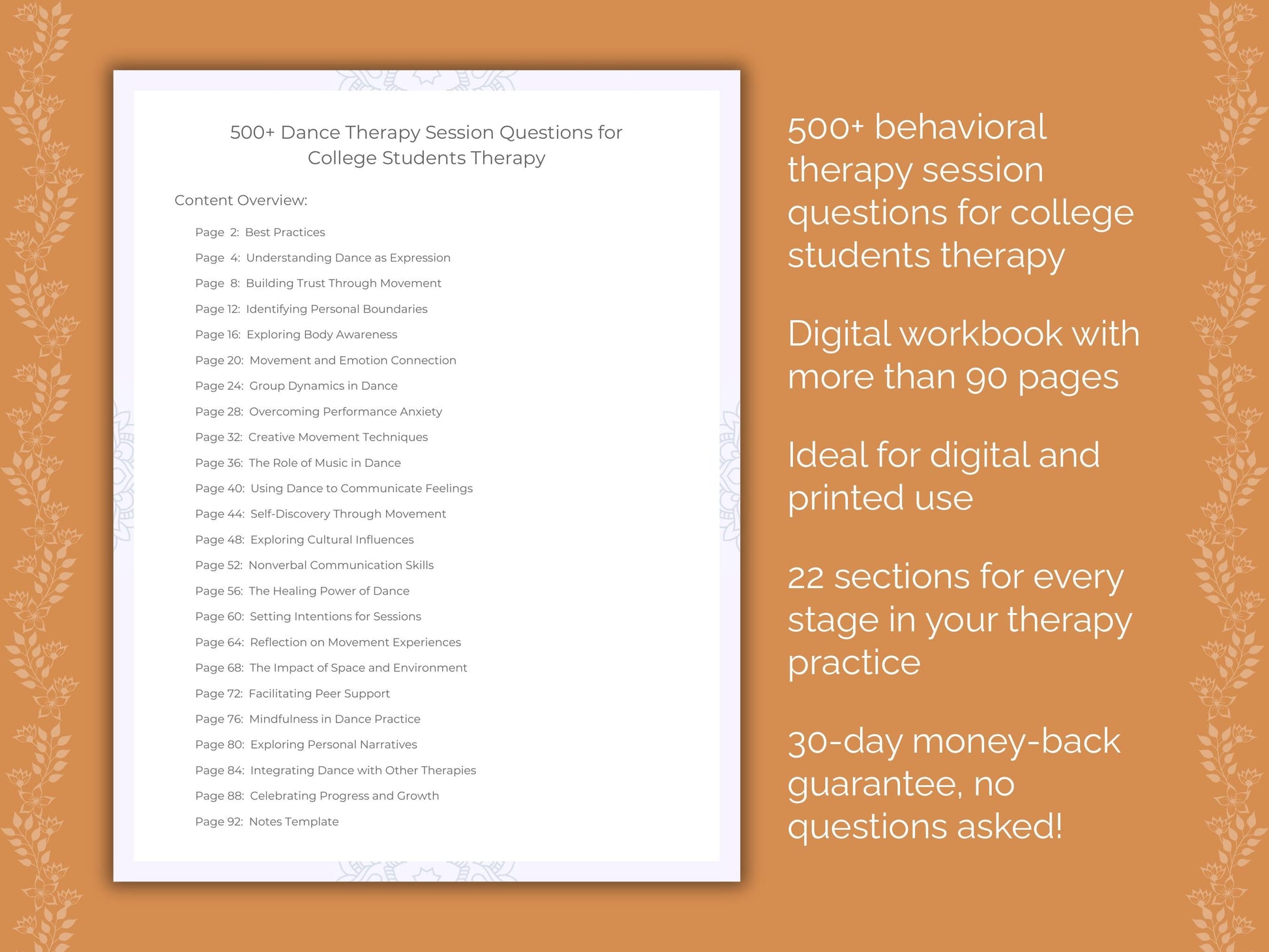 College Students Dance Therapy Therapist Worksheets
