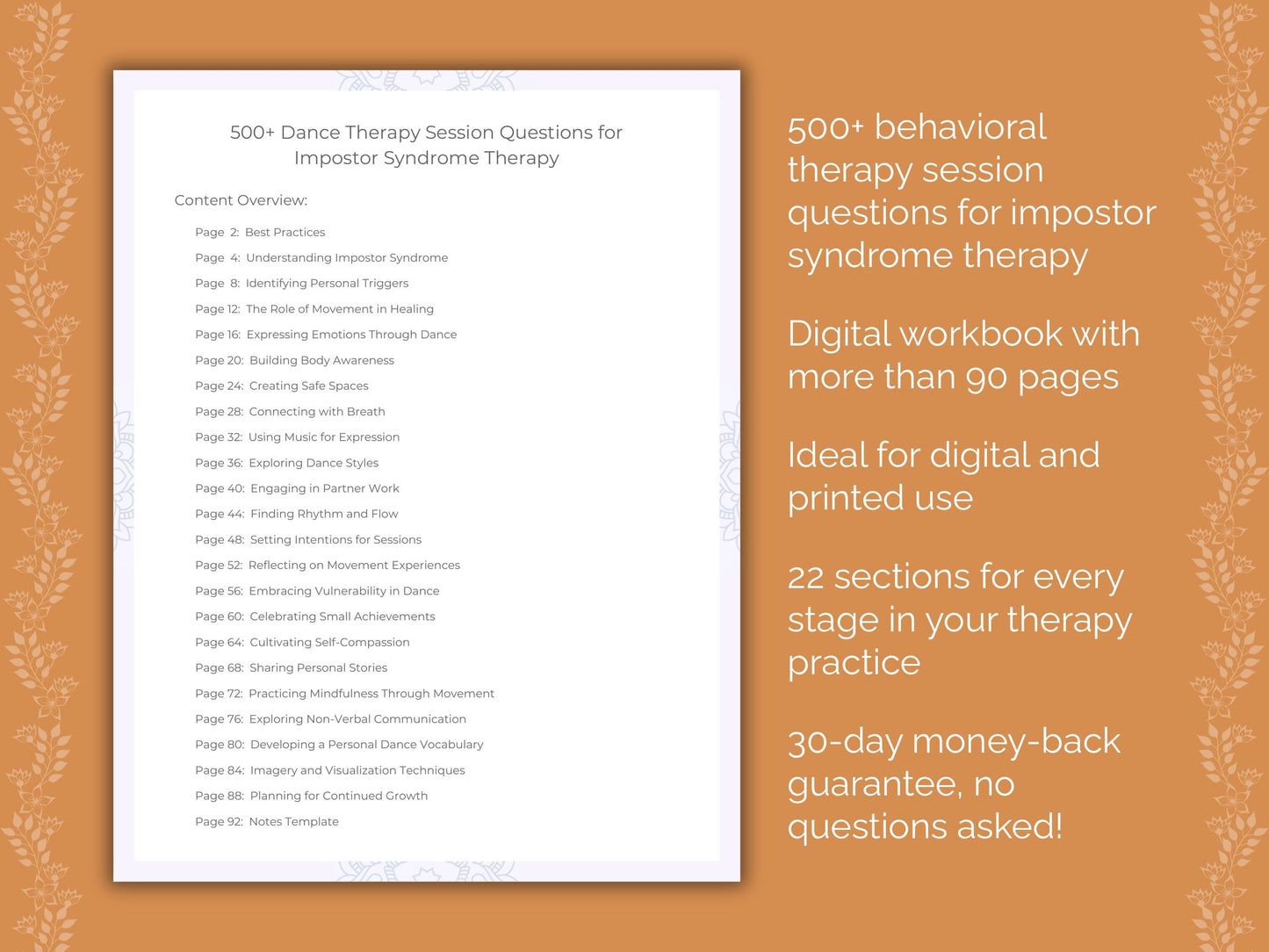 Impostor Syndrome Dance Therapy Therapist Worksheets